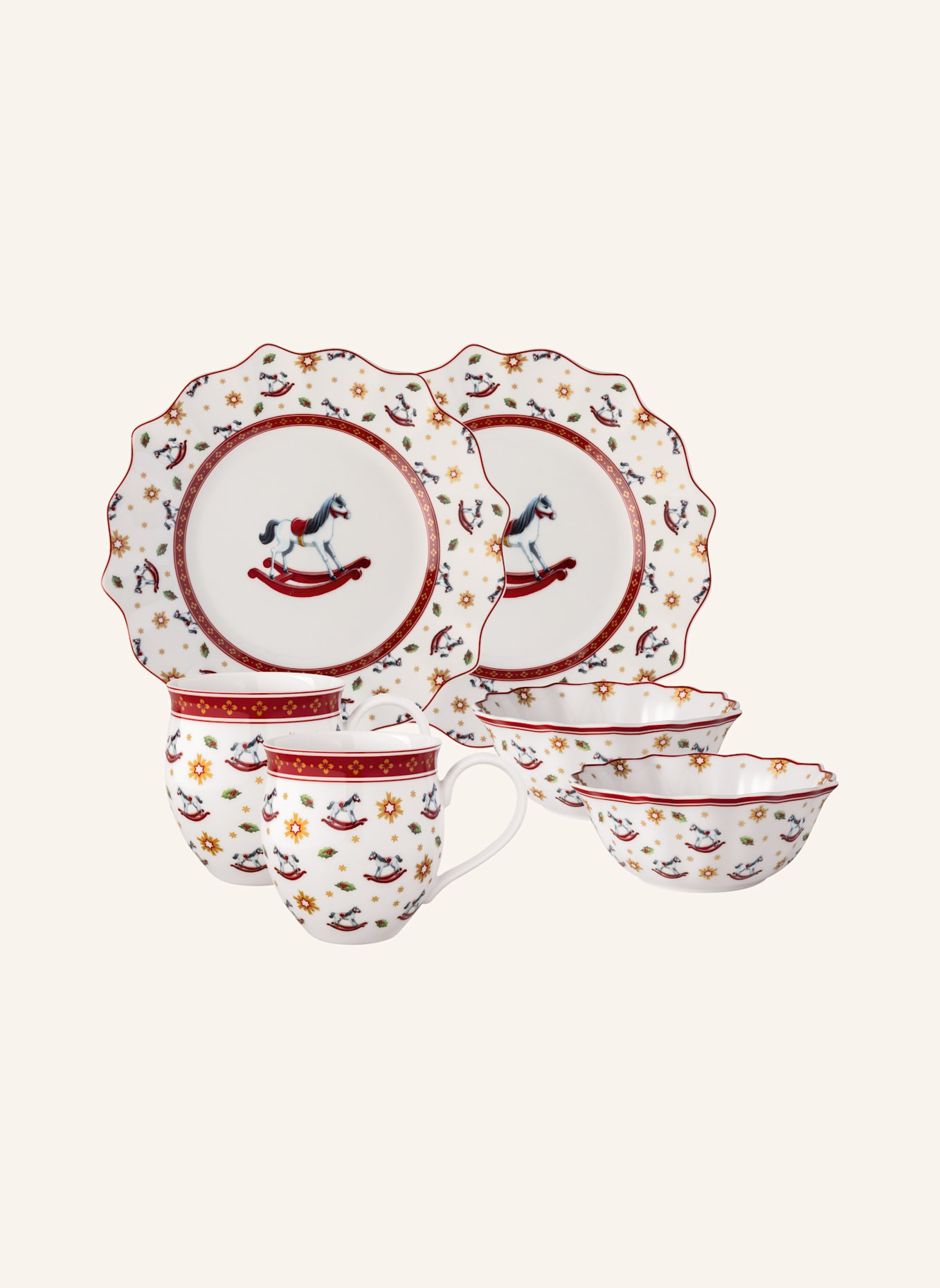 Villeroy & Boch Frühstücks-Set für 2 Schaukelpferd, 6tlg TOY'S DELIGHT: GELB/ GRÜN/ BLAU/ ROT