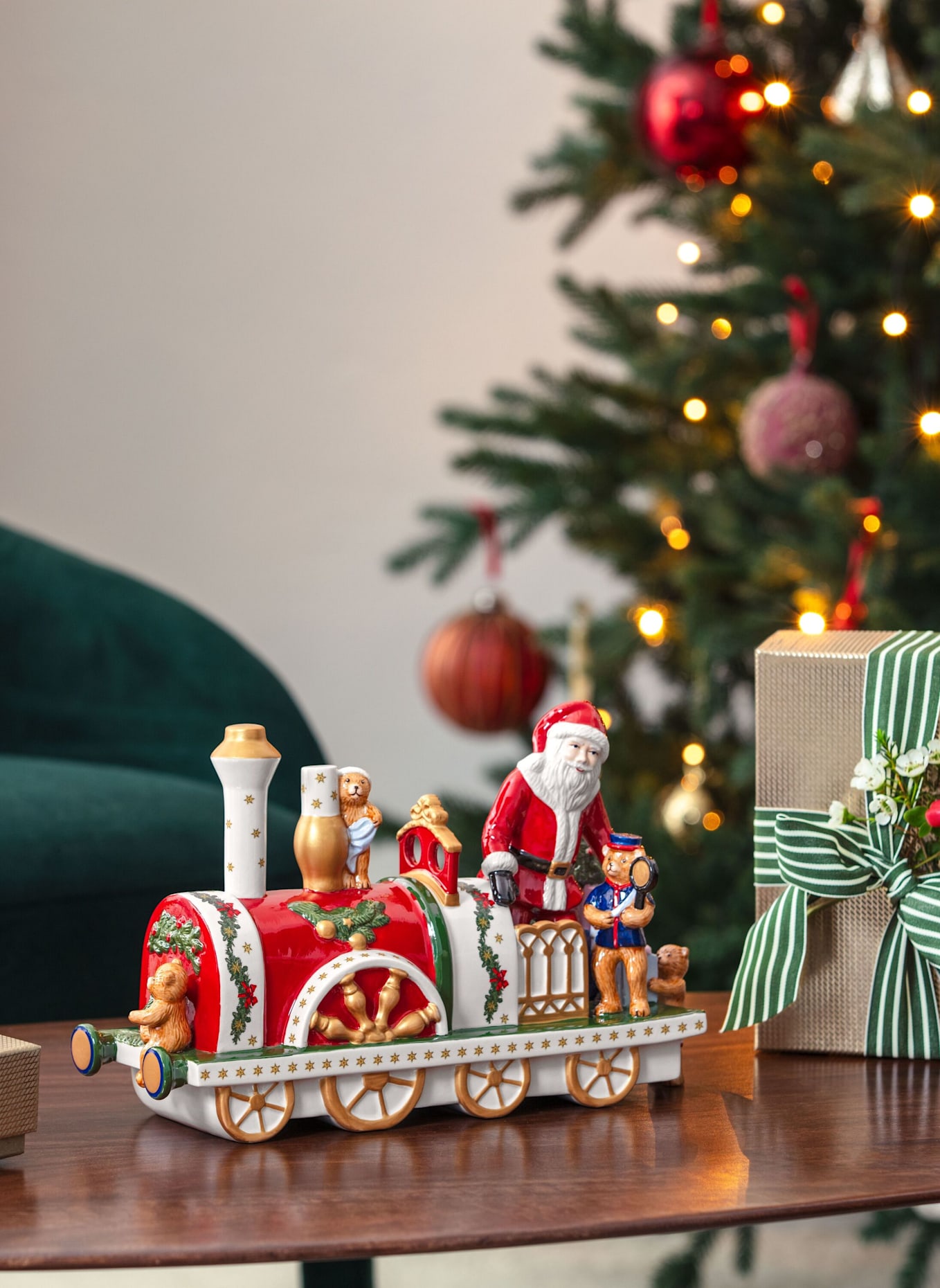 Villeroy & Boch Lokomotive CHRISTMAS TOYS MEMORY: GELB/ GRÜN/ BLAU/ ROT