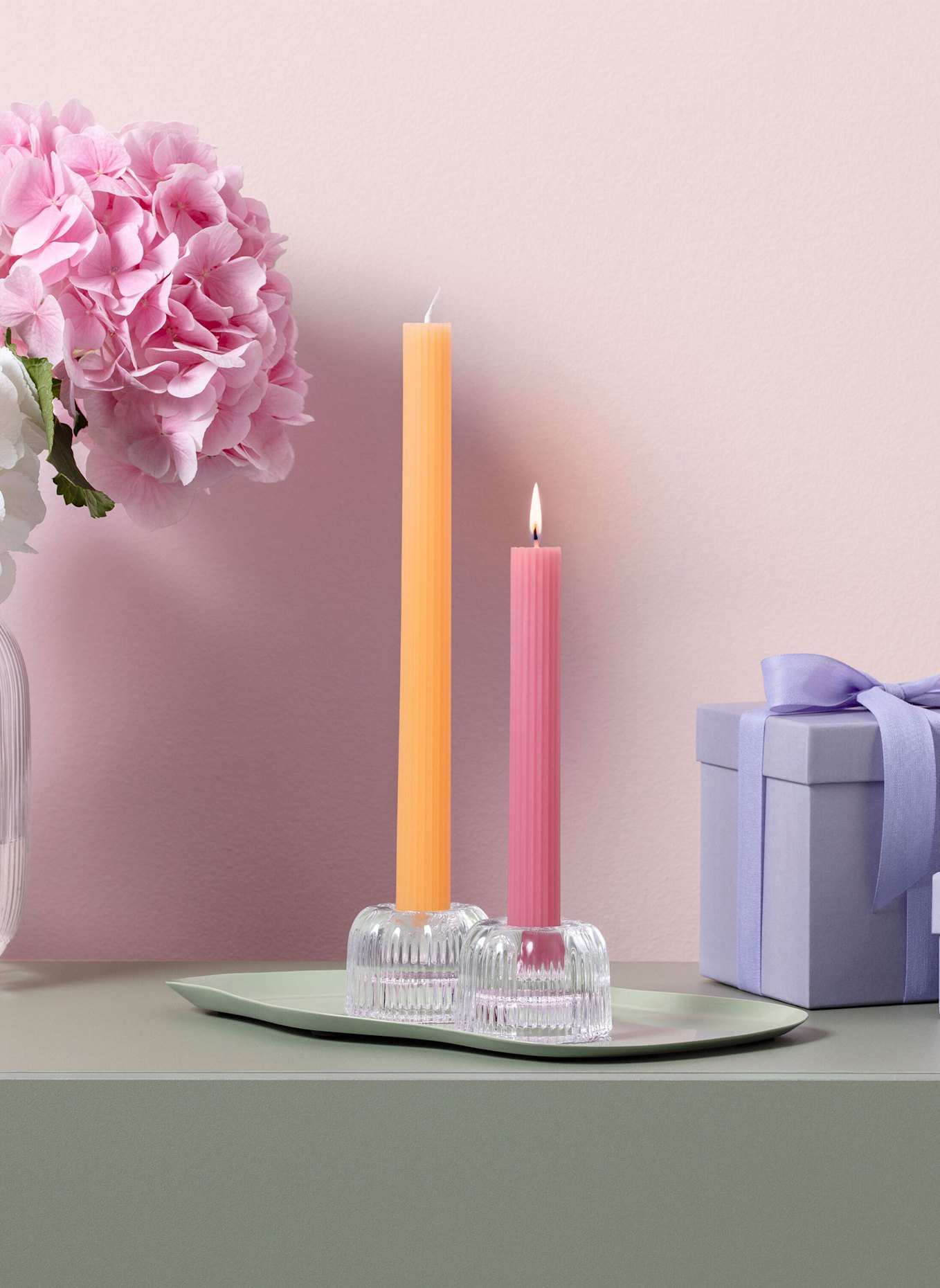 Villeroy & Boch Stabkerze cassis+soleil,Set 2 Stück FLEUR ACCESSOIRES CASSIS: ROSA