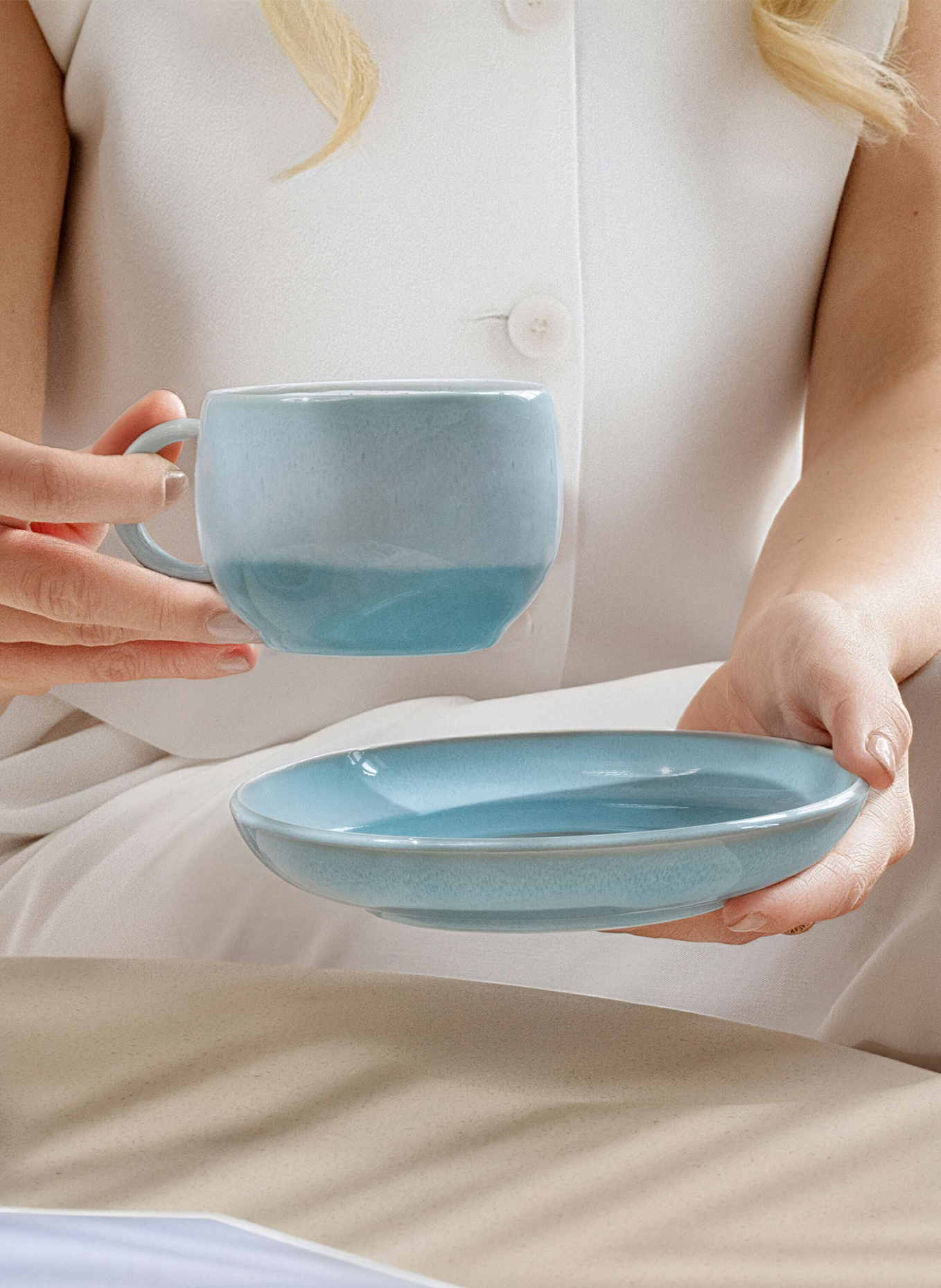 like. by Villeroy & Boch Kaffeeuntertasse PERLEMOR AQUA: BLAU