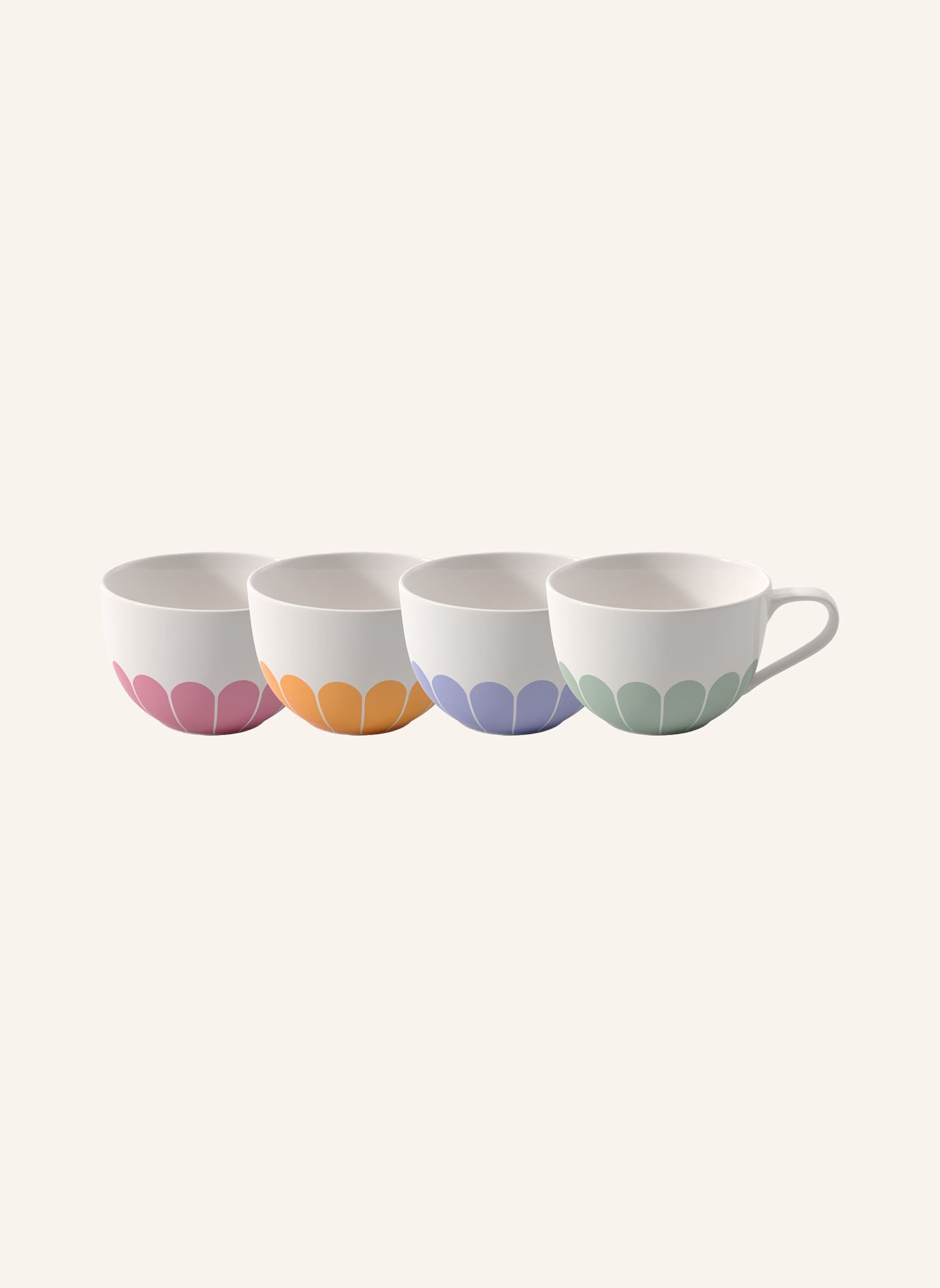 Villeroy & Boch Cappuccino-Tasse, 4-teilig FLEUR COULEUR: GELB / GRÜN / BLAU