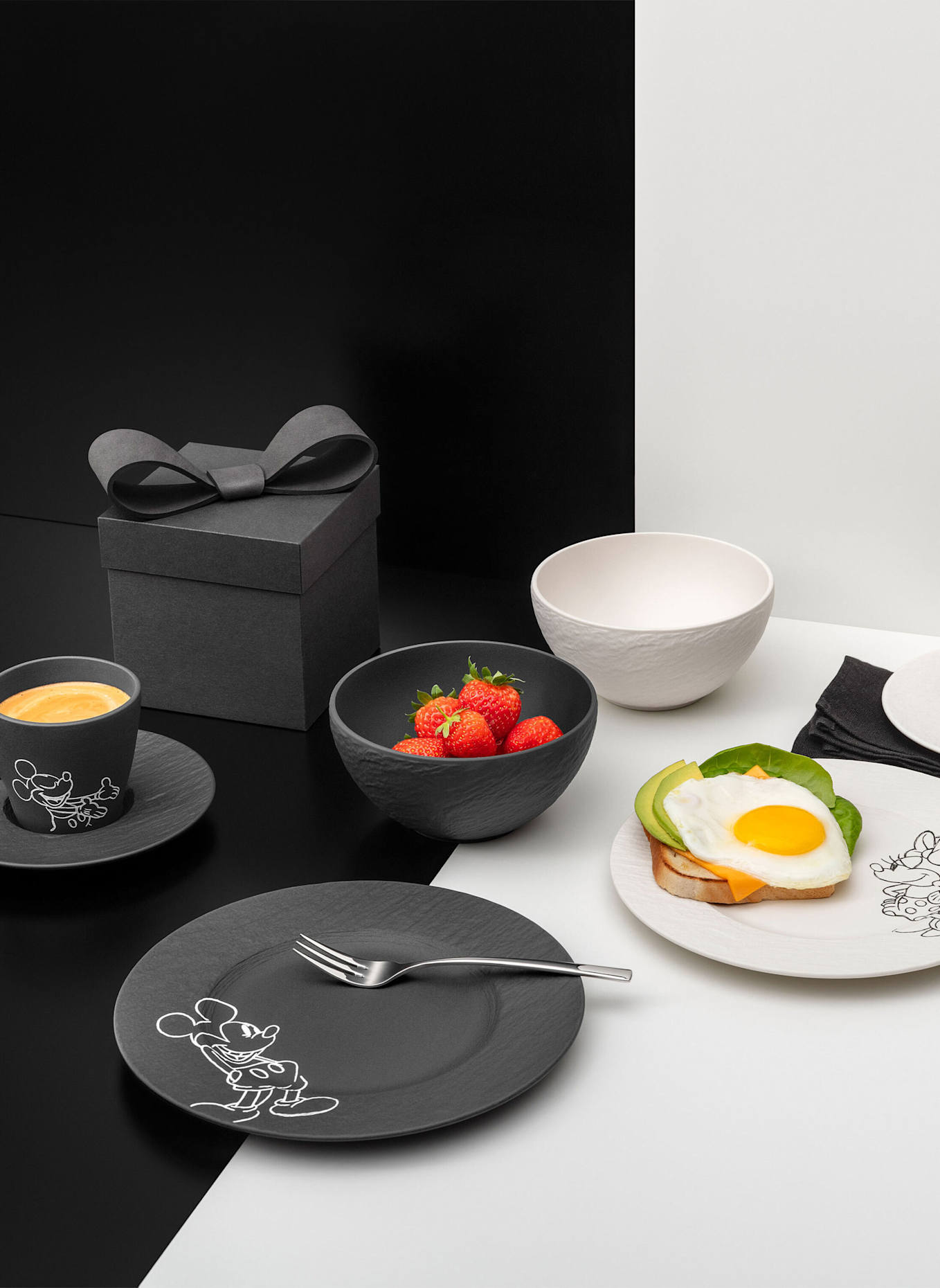 Villeroy & Boch Frühstücks-Set, 8-teilig MANUFACTURE ROCK - MICKEY MOUSE: SCHWARZ