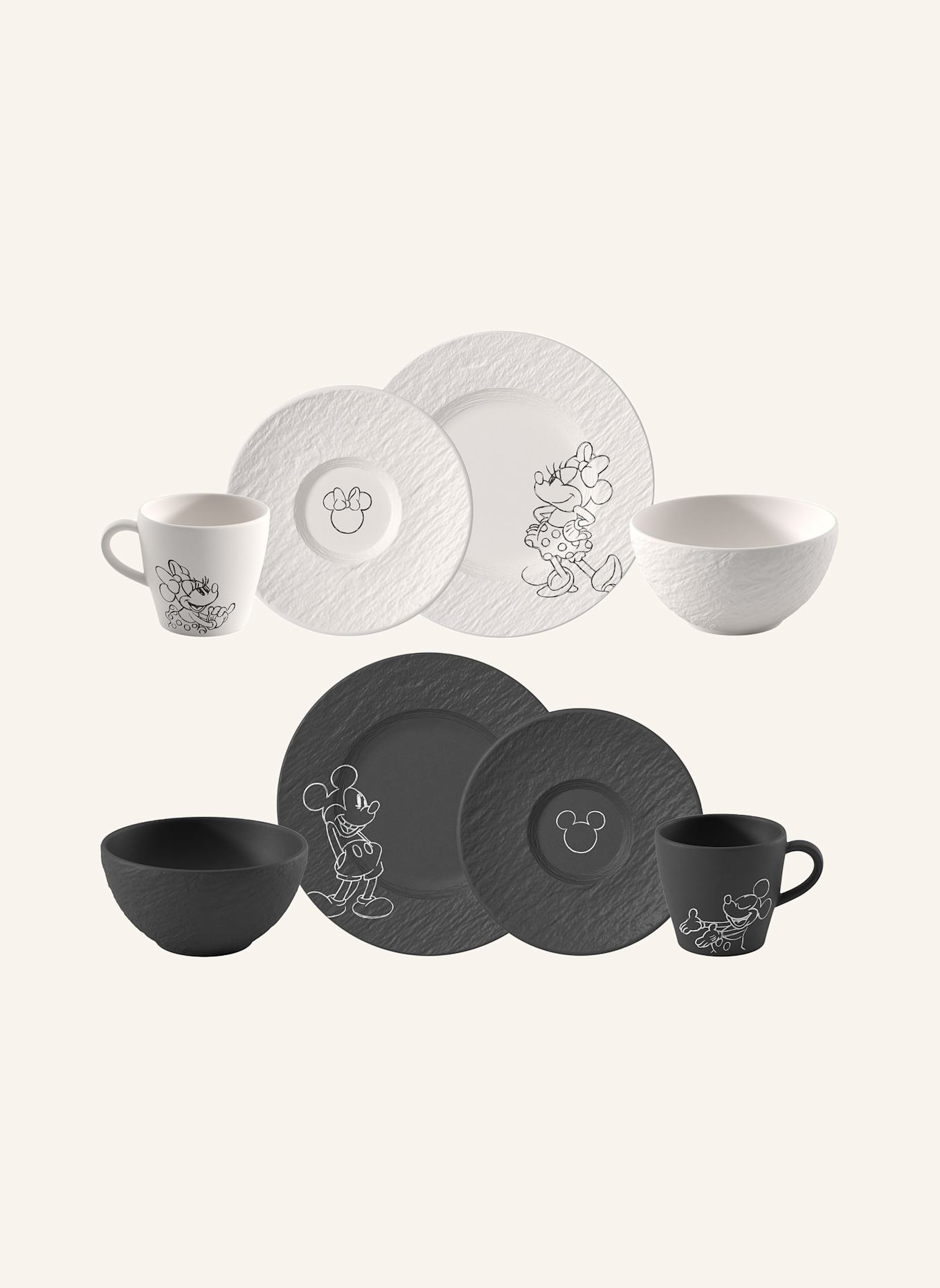 Villeroy & Boch Frühstücks-Set, 8-teilig MANUFACTURE ROCK - MICKEY MOUSE: SCHWARZ
