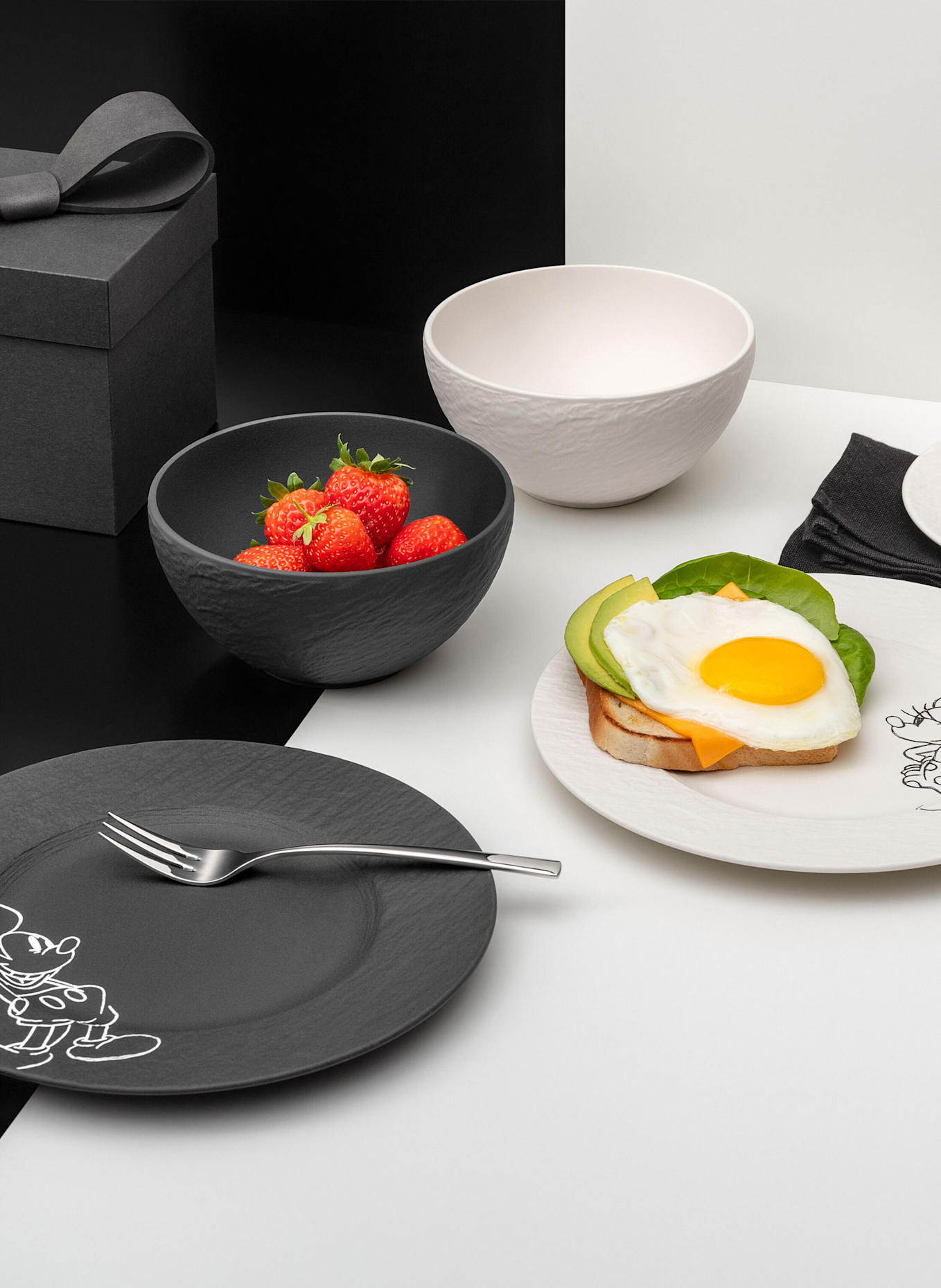 Villeroy & Boch Frühstücks-/Dessertteller, 2-teilig MANUFACTURE ROCK - MICKEY MOUSE: SCHWARZ