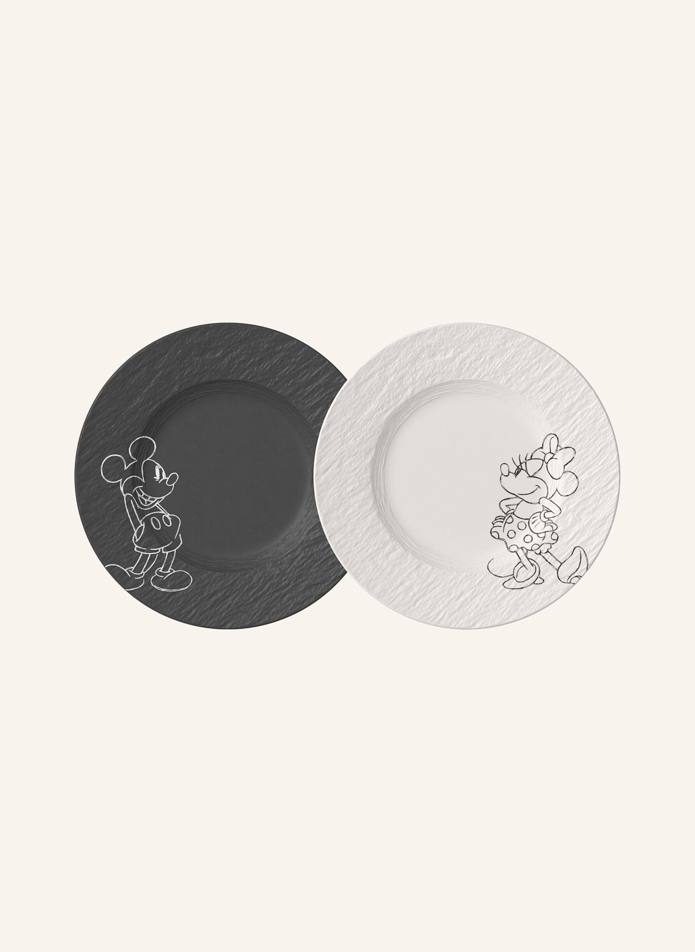 Villeroy & Boch Frühstücks-/Dessertteller, 2-teilig MANUFACTURE ROCK - MICKEY MOUSE: SCHWARZ