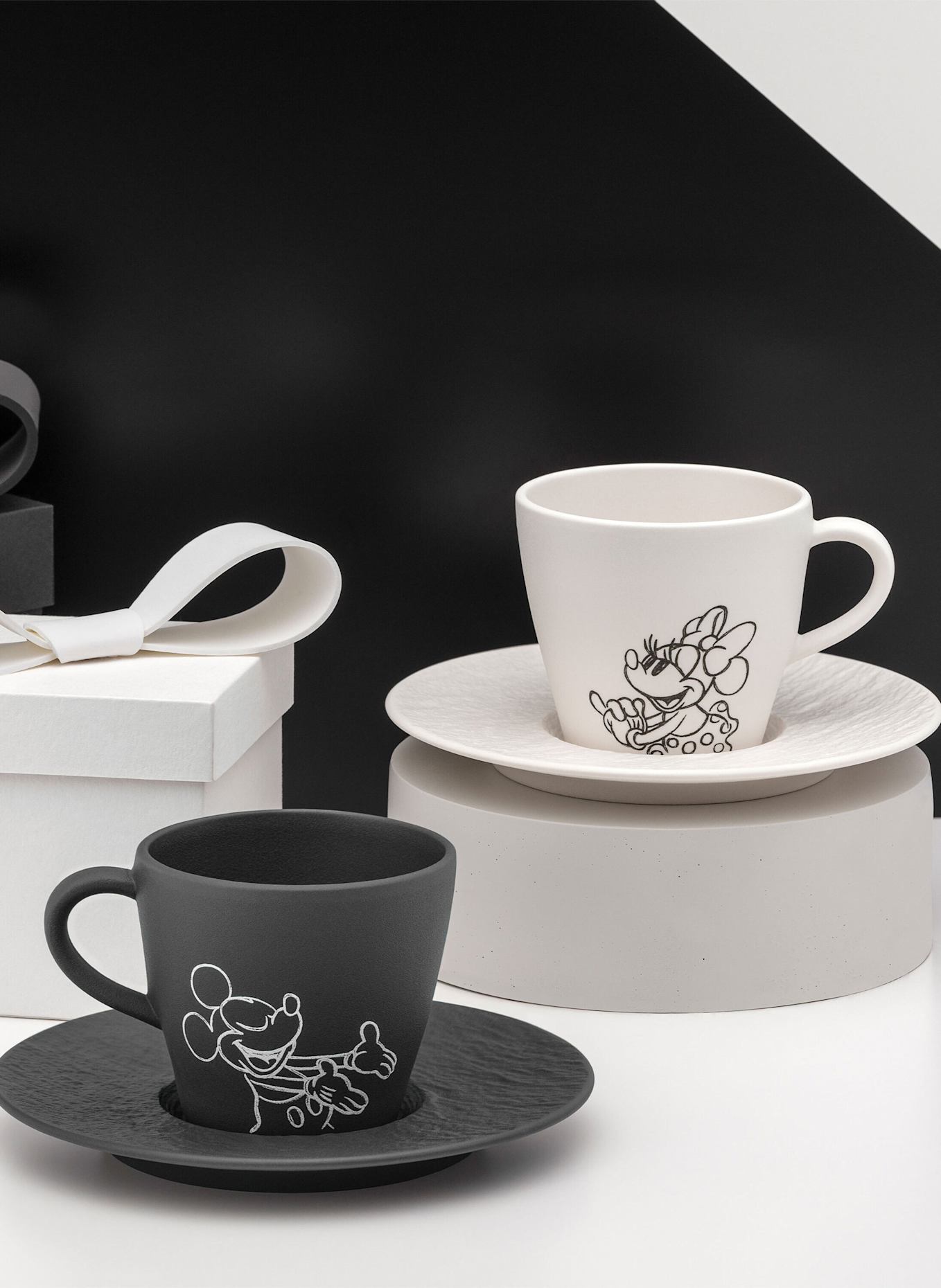 Villeroy & Boch Kaffeetasse mit Untertasse, 4-teilig MANUFACTURE ROCK - MICKEY MOUSE: SCHWARZ