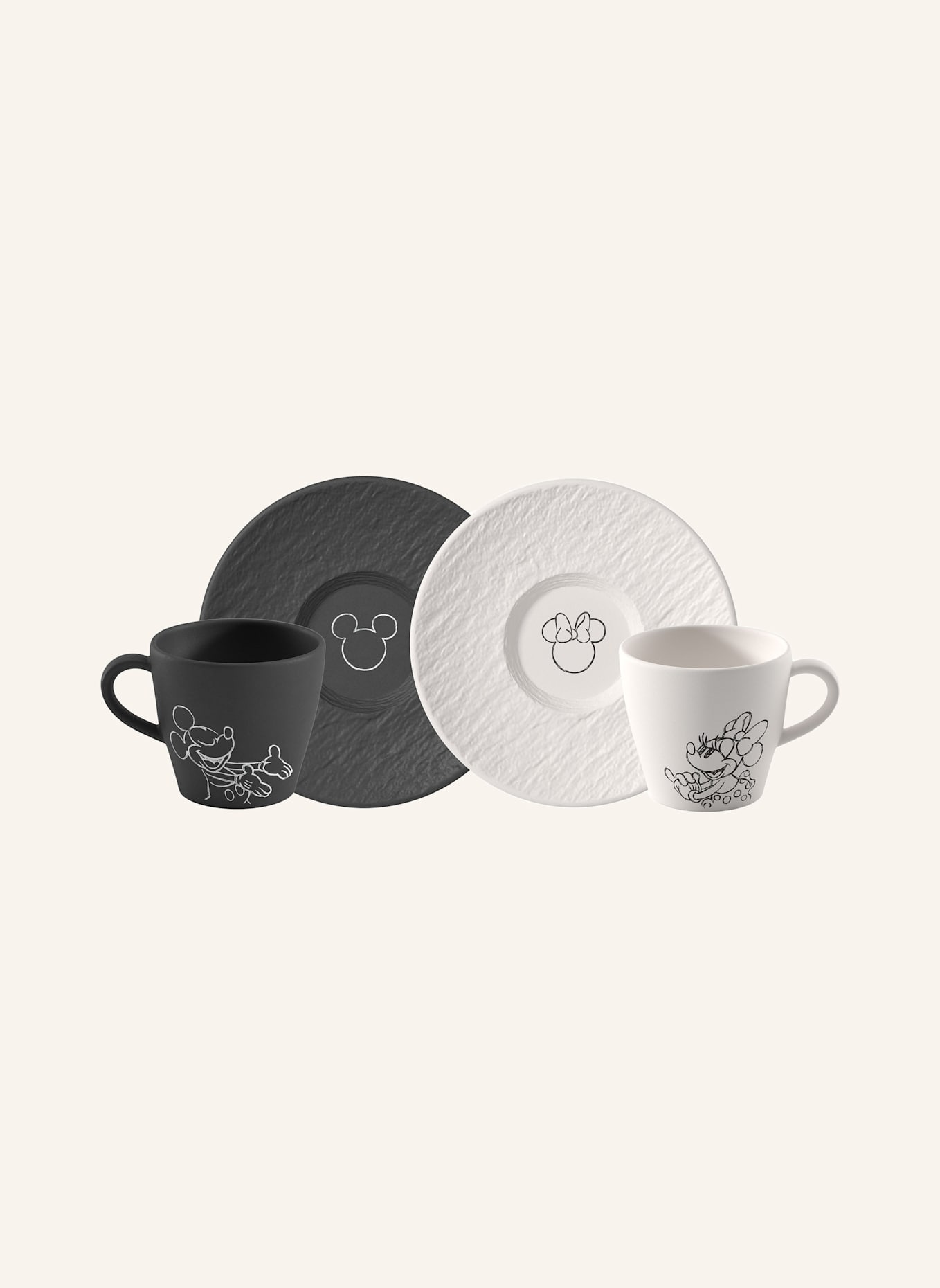 Villeroy & Boch Kaffeetasse mit Untertasse, 4-teilig MANUFACTURE ROCK - MICKEY MOUSE: SCHWARZ