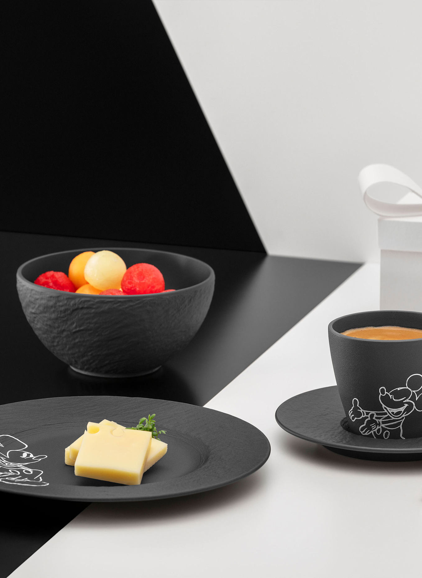 Villeroy & Boch Frühstücks-Set, 4-teilig MANUFACTURE ROCK - MICKEY MOUSE: SCHWARZ