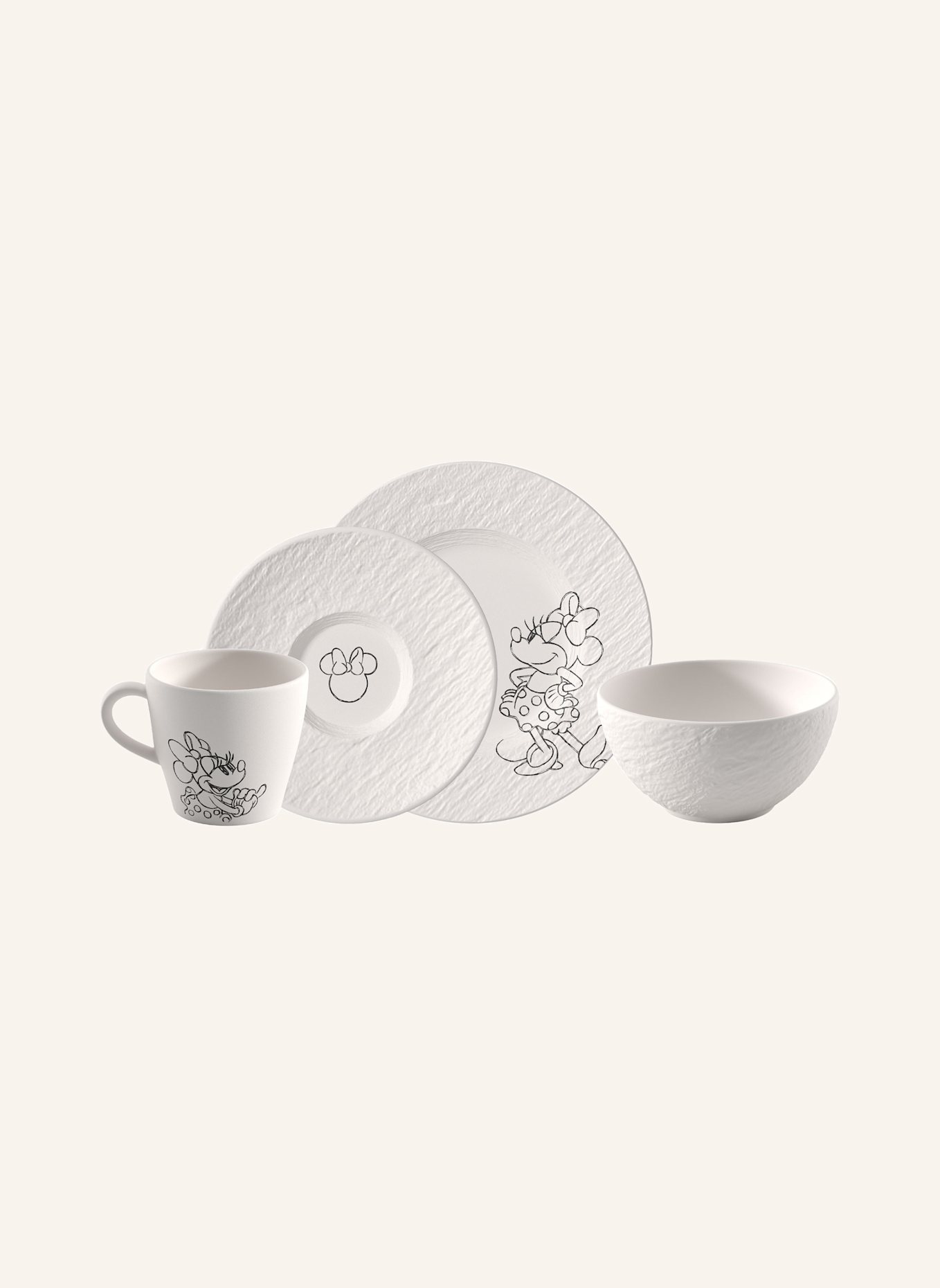 Villeroy & Boch Frühstücks-Set, 4-teilig MANUFACTURE ROCK BLANC - MICKEY MOUSE: WEISS