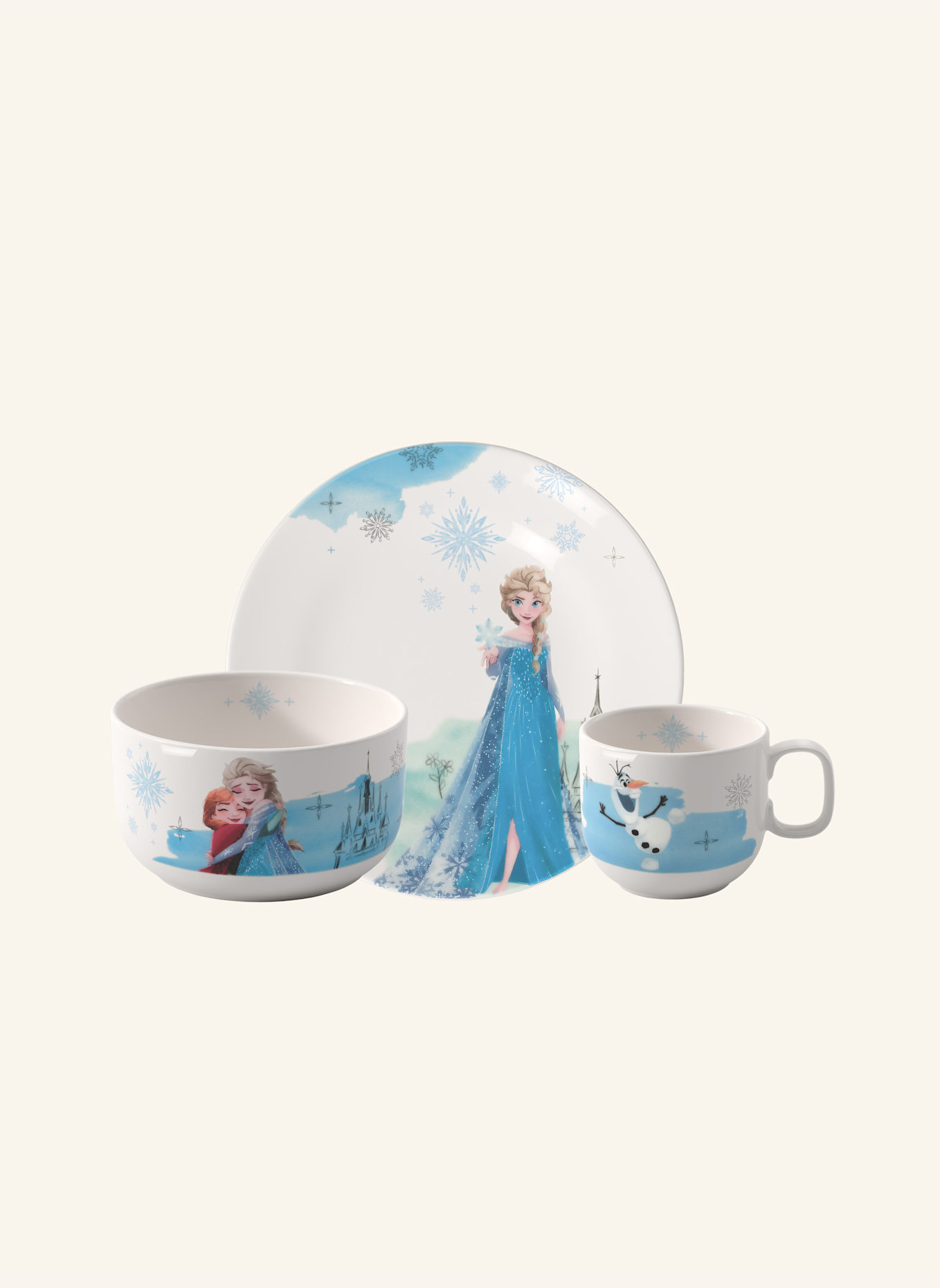 Villeroy & Boch Kindergeschirr Set 3tlg. DISNEY FROZEN: GELB/ GRÜN/ BLAU/ ROT