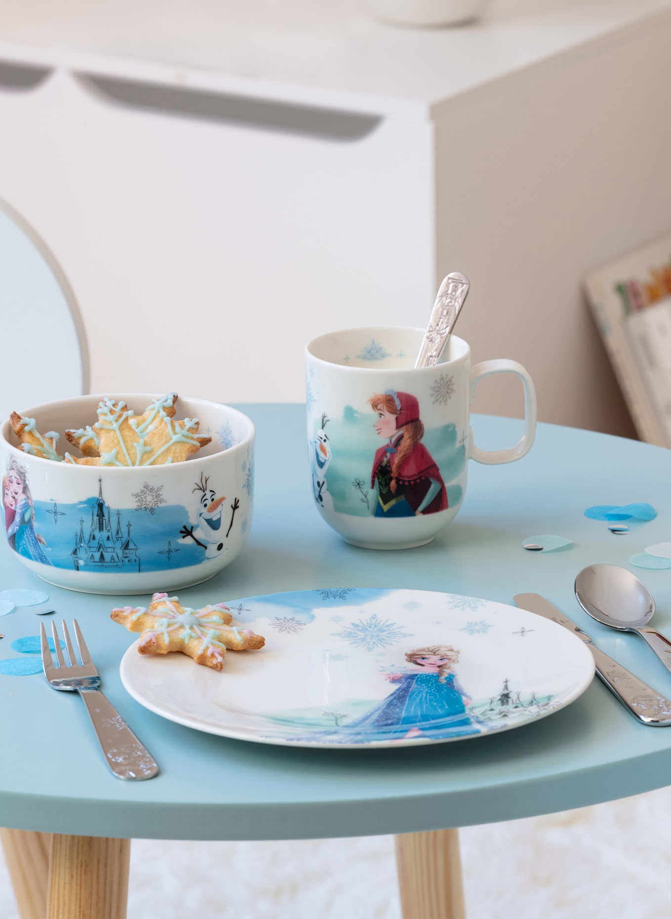 Villeroy & Boch Kindergeschirr Set 7tlg. DISNEY FROZEN: GELB/ GRÜN/ BLAU/ ROT