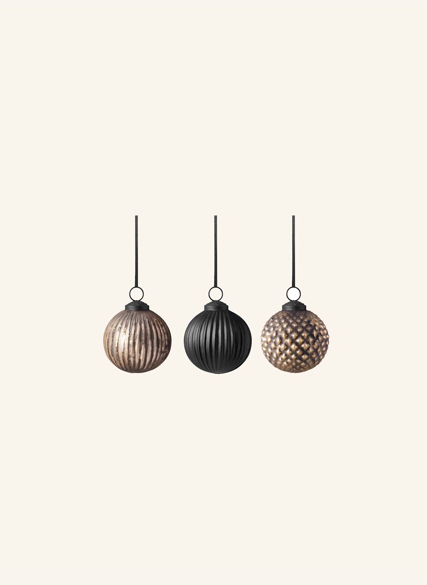 Villeroy & Boch Glas-Weihnachtskugeln 3-teilig CHRISTMAS CHIC: SCHWARZ
