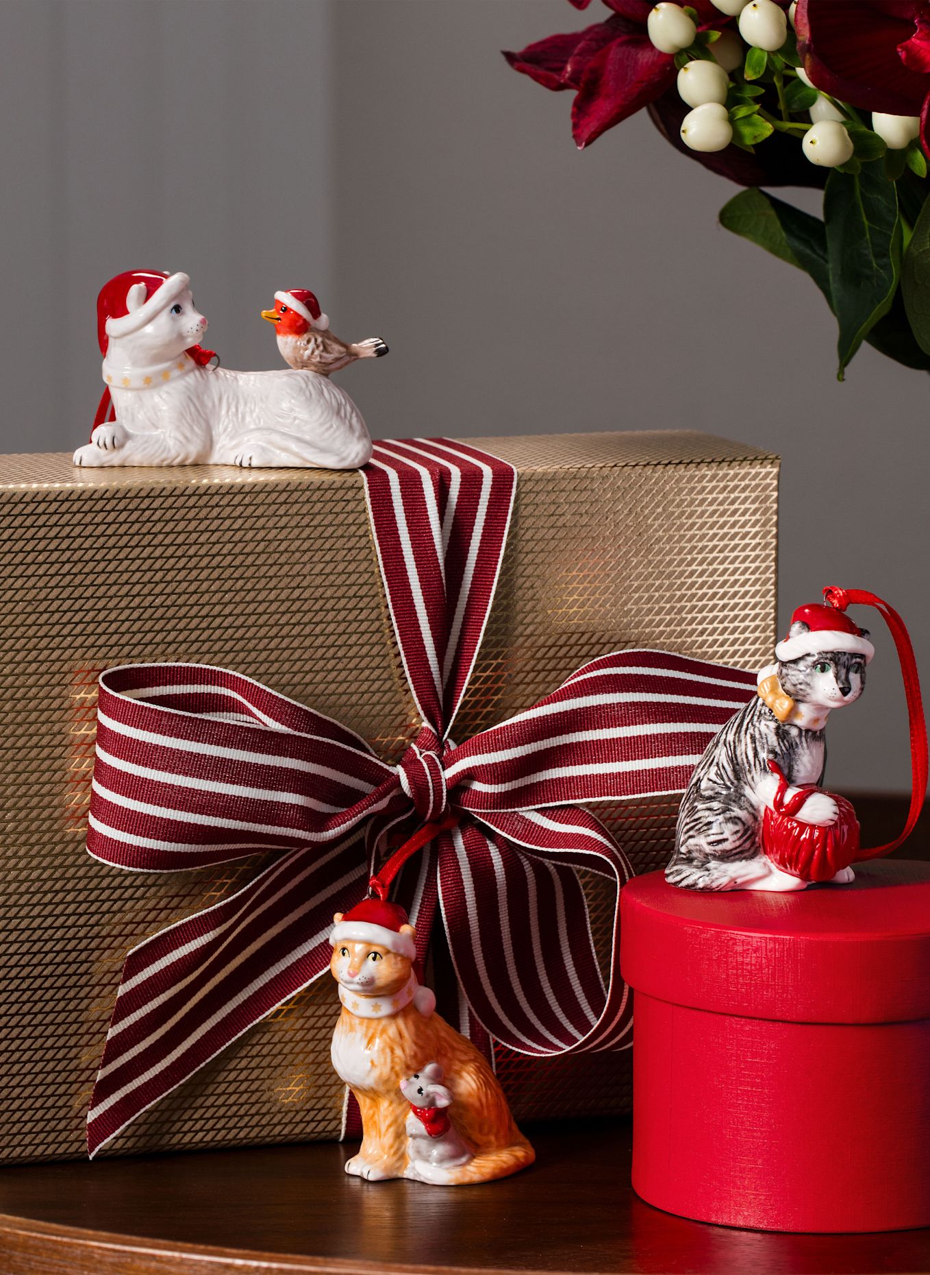Villeroy & Boch Ornamente Katzen, 3-teilig NOSTALGIC ORNAMENTS: GELB / GRÜN / BLAU