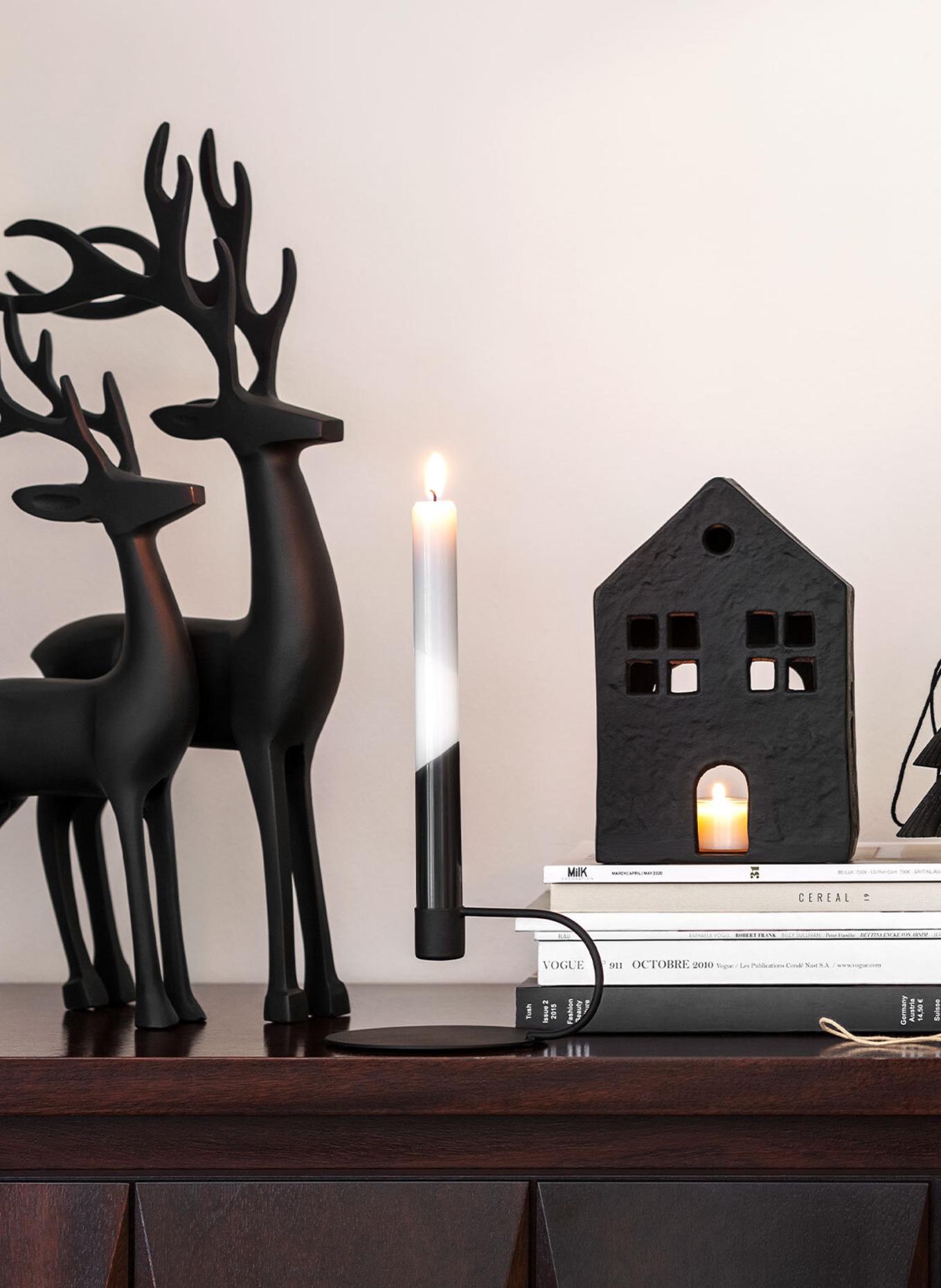 Villeroy & Boch Stabkerze dip dye schwarz, grau 2 Stk. BLACK XMAS, Farbe: SCHWARZ (Bild 2)