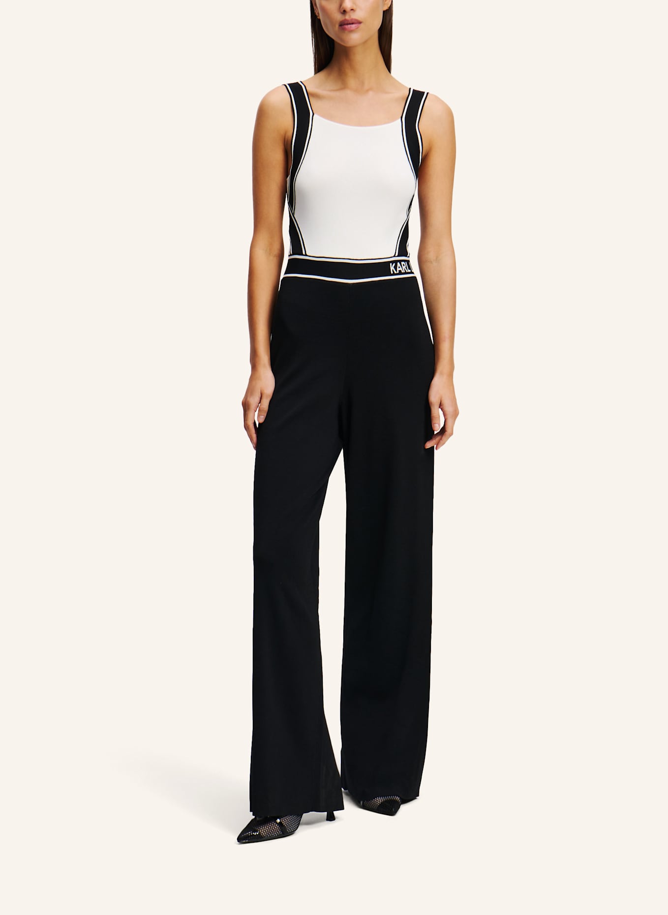 KARL LAGERFELD Jumpsuit: WEISS/ SCHWARZ