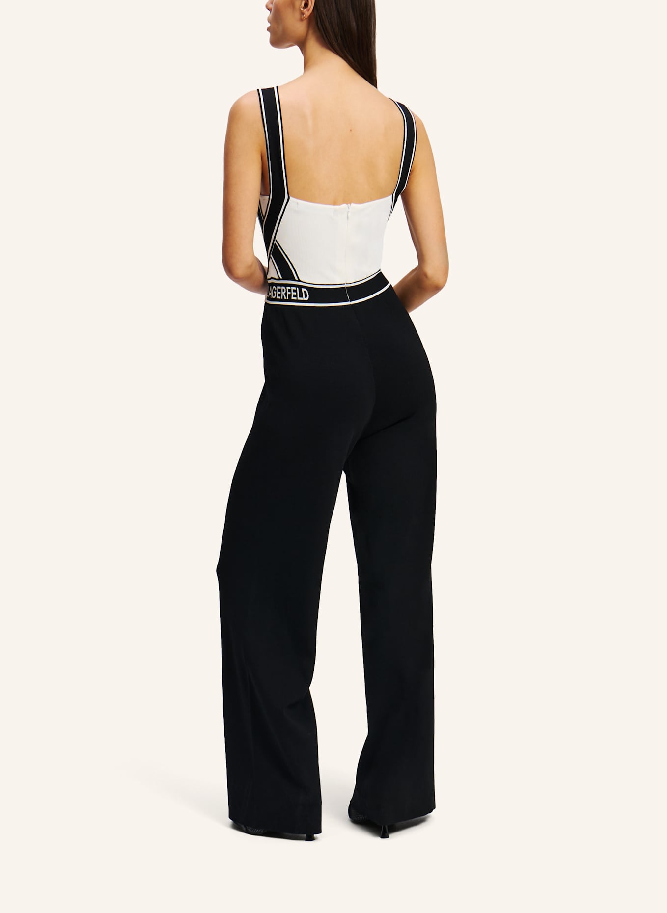 KARL LAGERFELD Jumpsuit: WEISS/ SCHWARZ