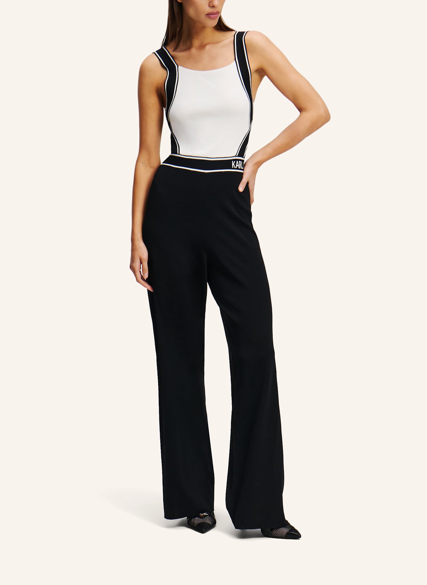 KARL LAGERFELD Jumpsuit: WEISS/ SCHWARZ