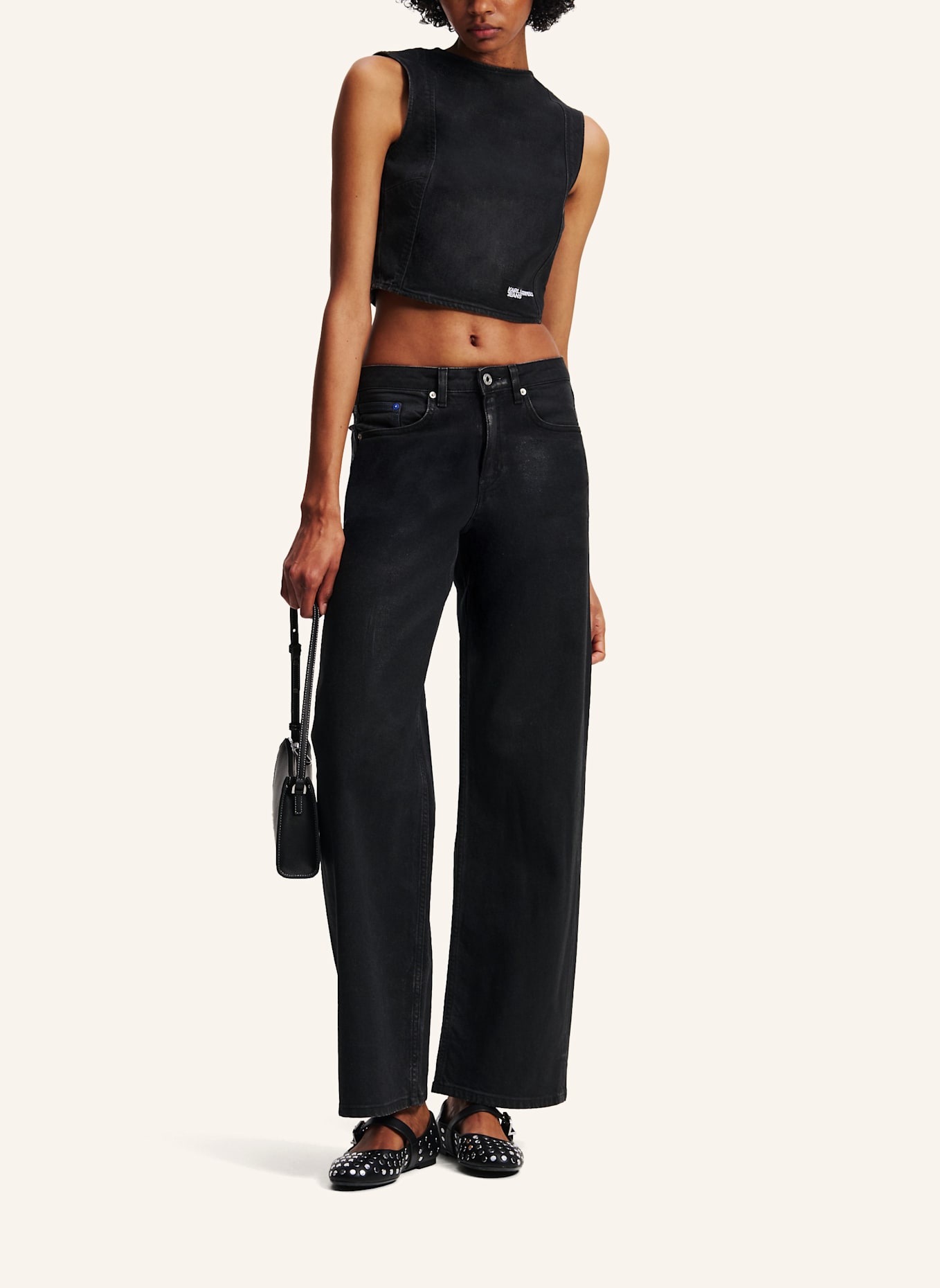 KARL LAGERFELD JEANS Bluse: SCHWARZ