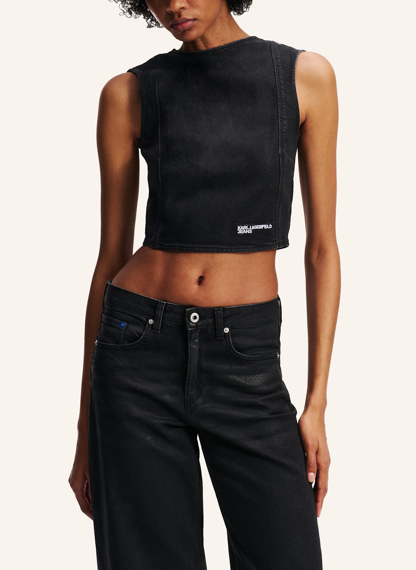 KARL LAGERFELD JEANS Bluse: SCHWARZ