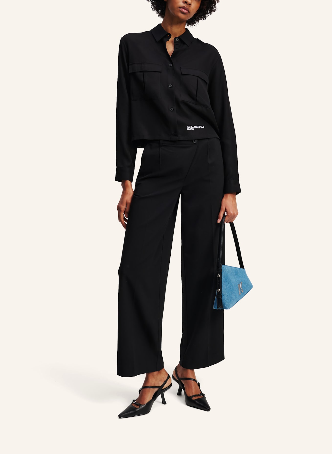 KARL LAGERFELD JEANS Bluse: SCHWARZ