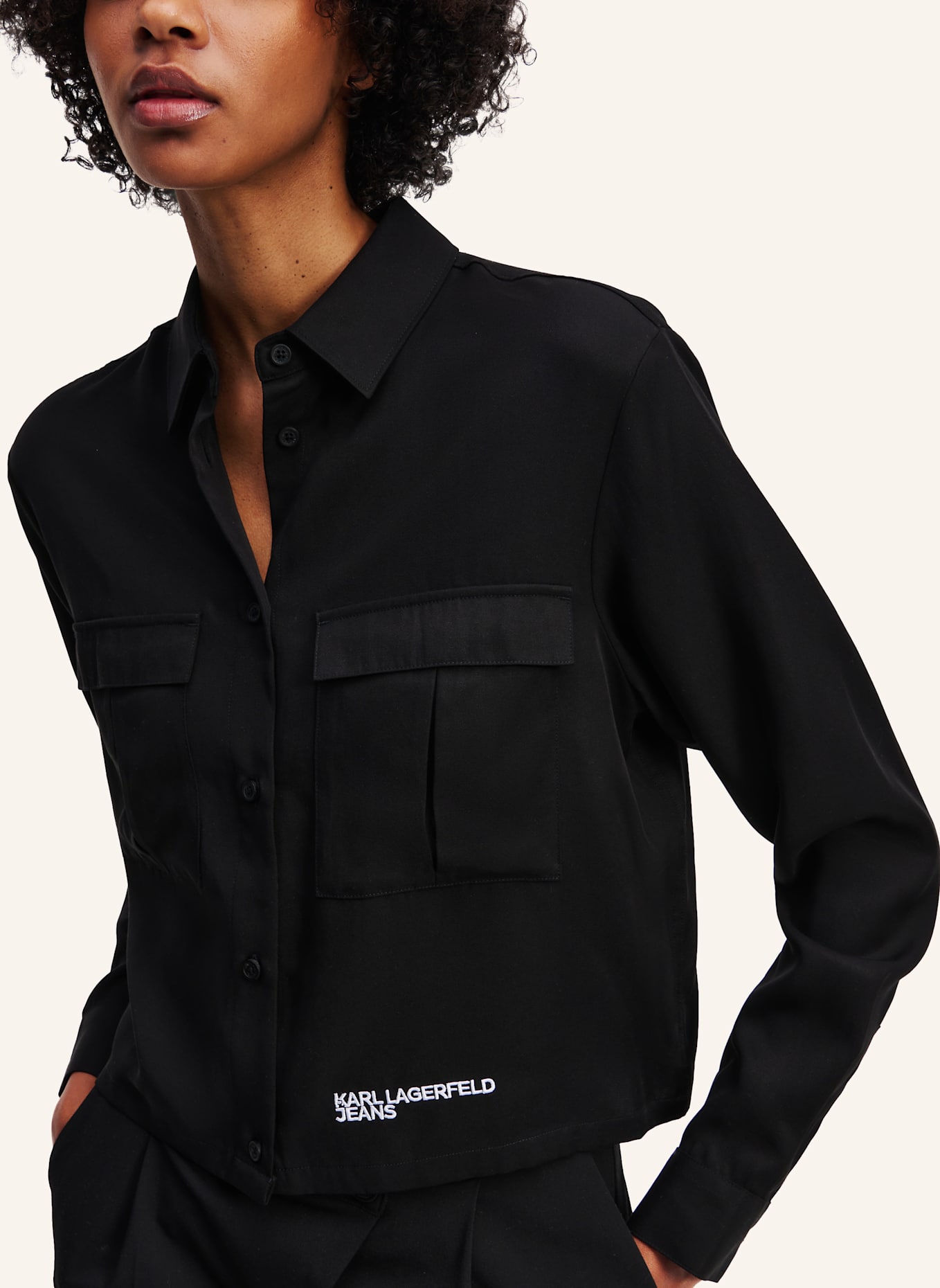 KARL LAGERFELD JEANS Bluse: SCHWARZ