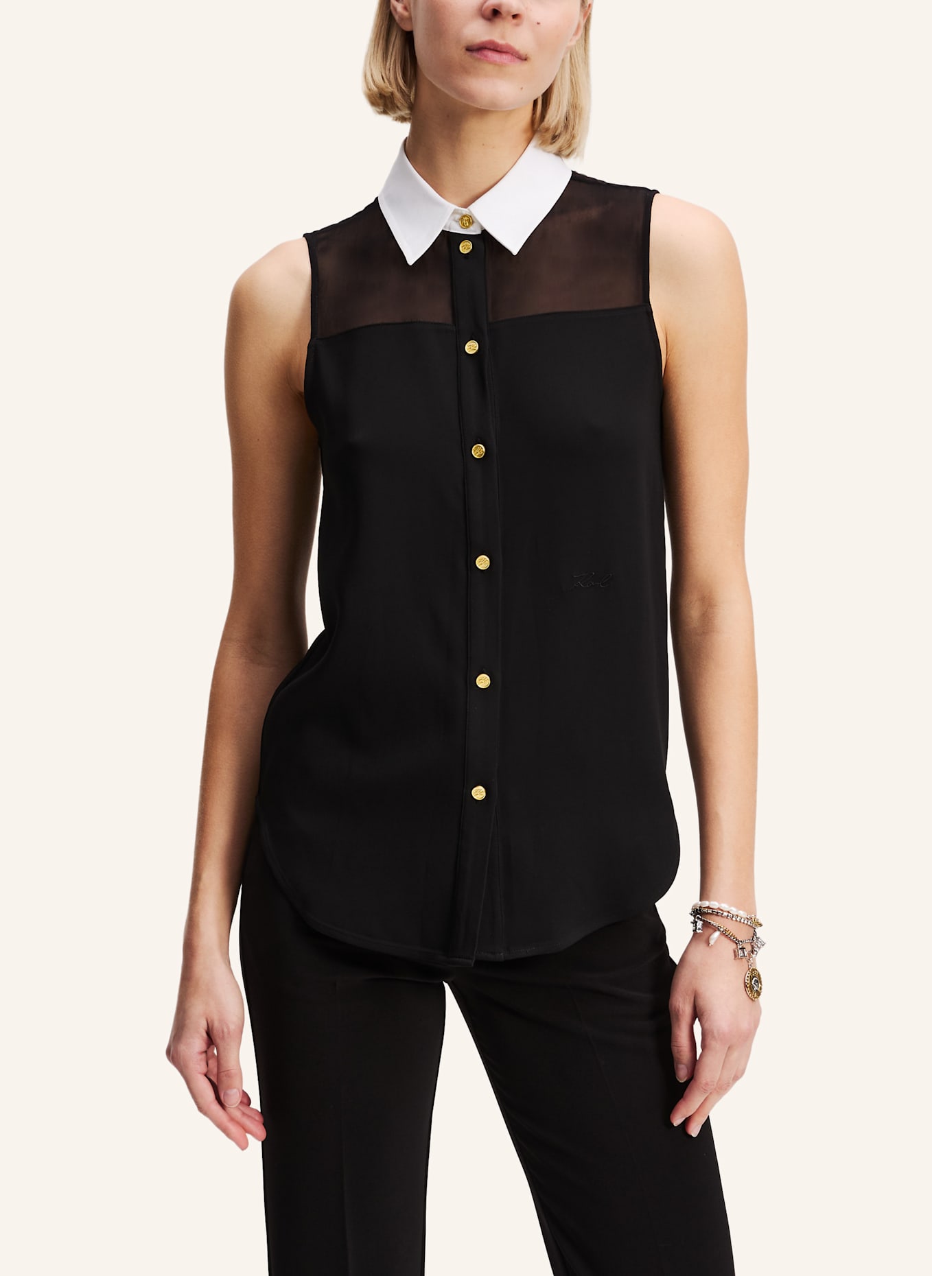 KARL LAGERFELD Bluse: SCHWARZ