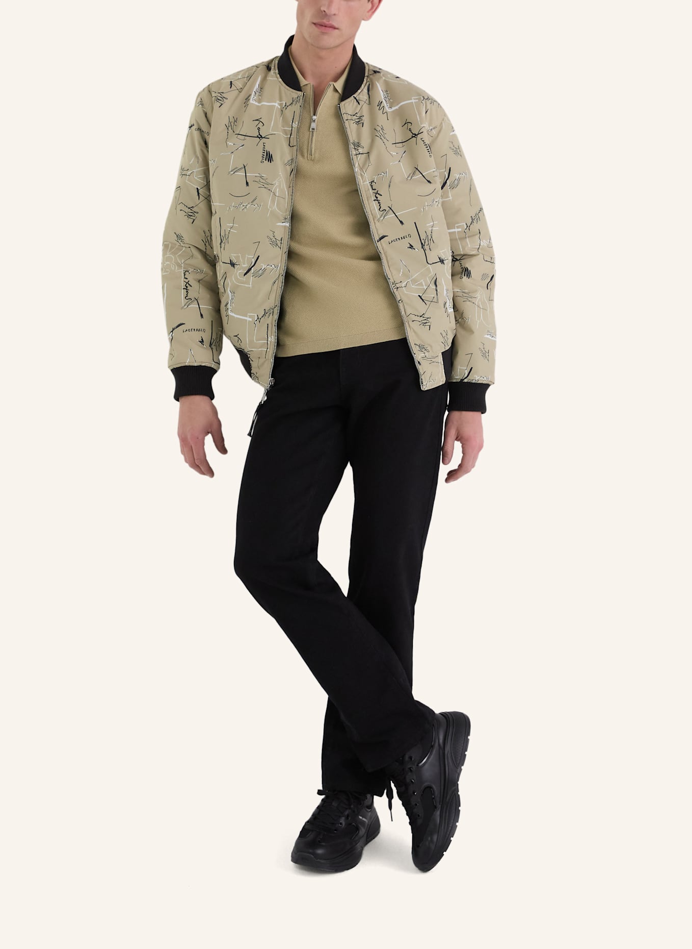 KARL LAGERFELD Jacke: SCHWARZ/ BEIGE