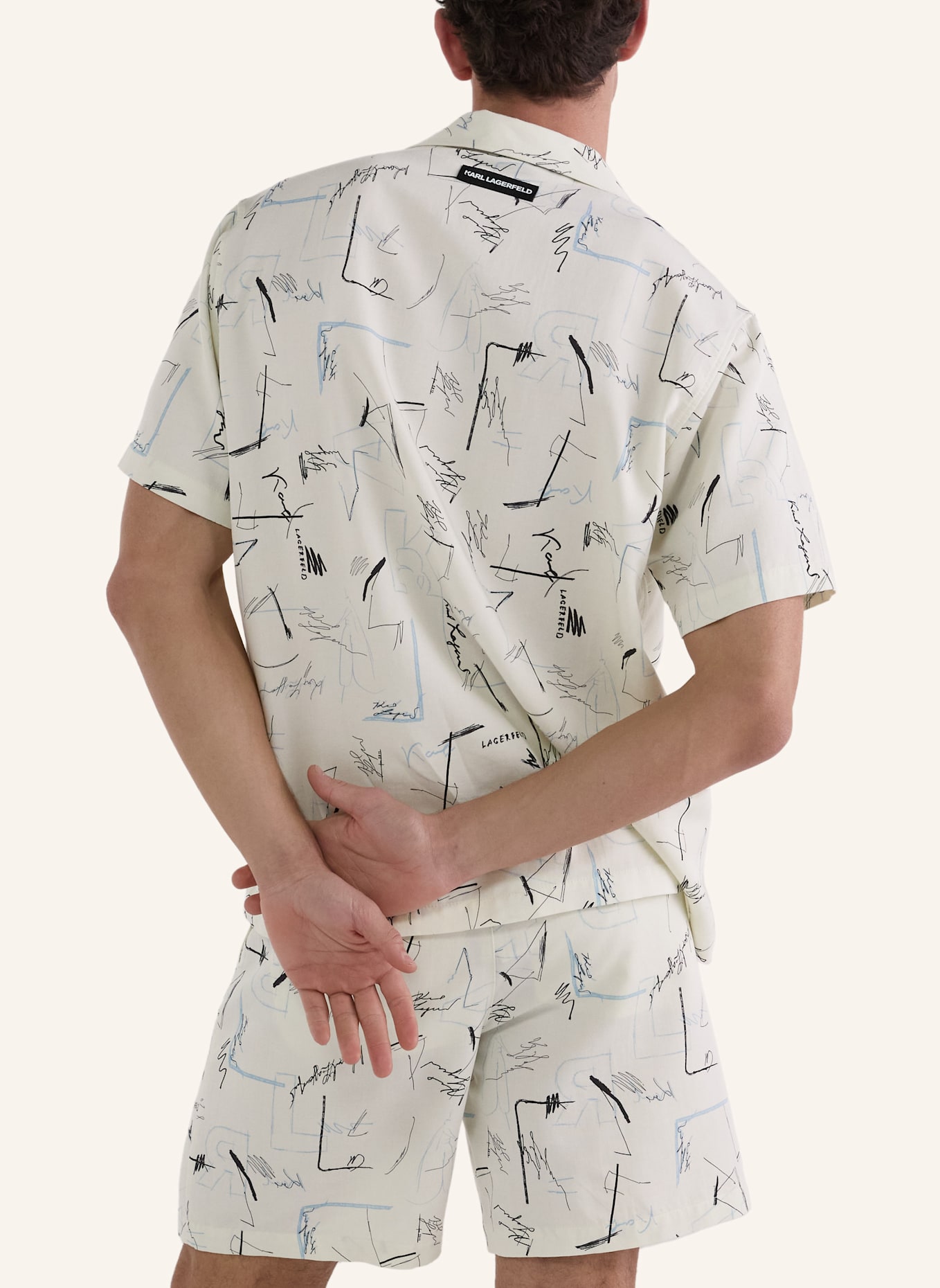 KARL LAGERFELD Hemd: SCHWARZ/ BEIGE