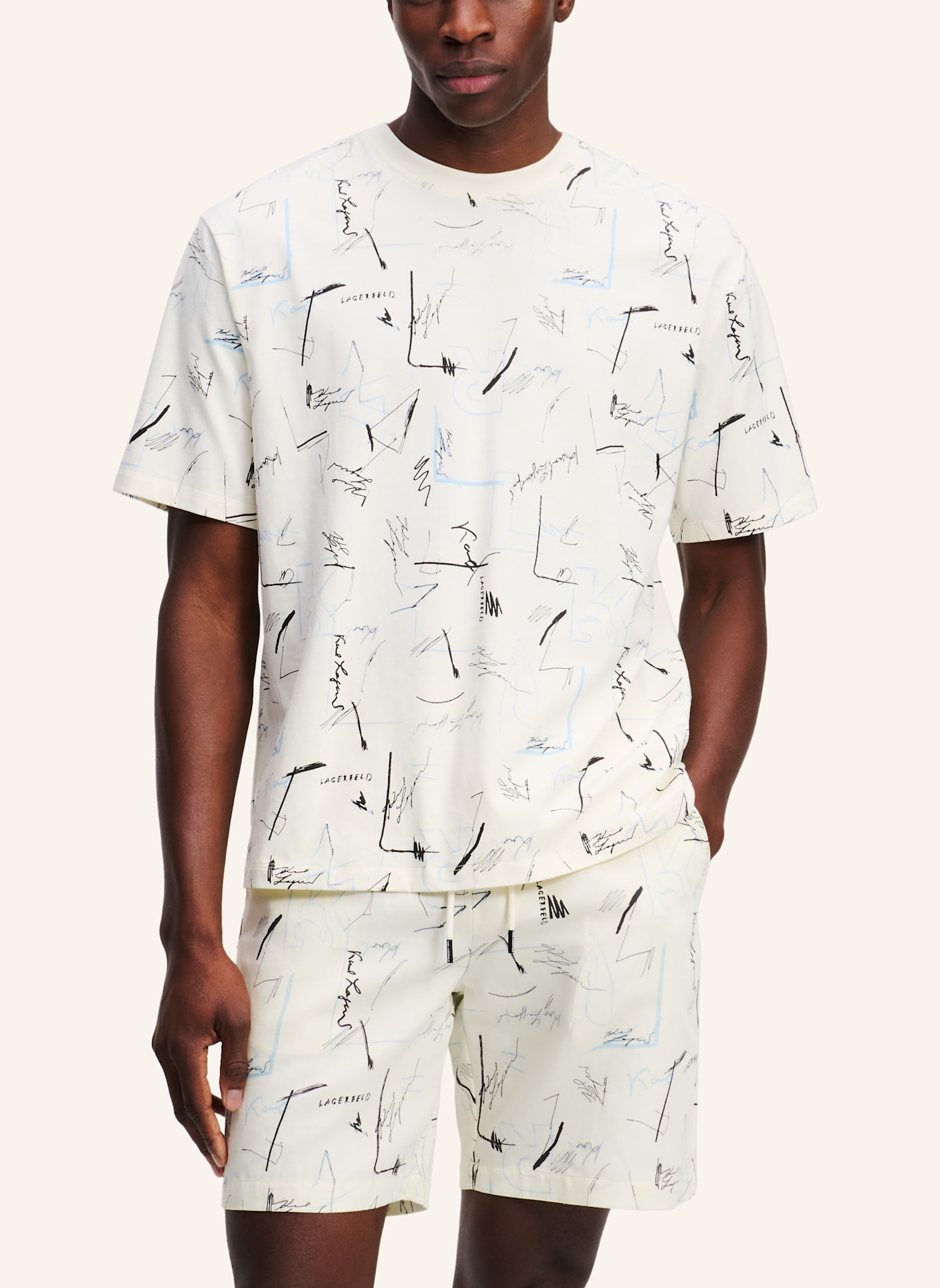 KARL LAGERFELD T-shirt: SCHWARZ/ BEIGE