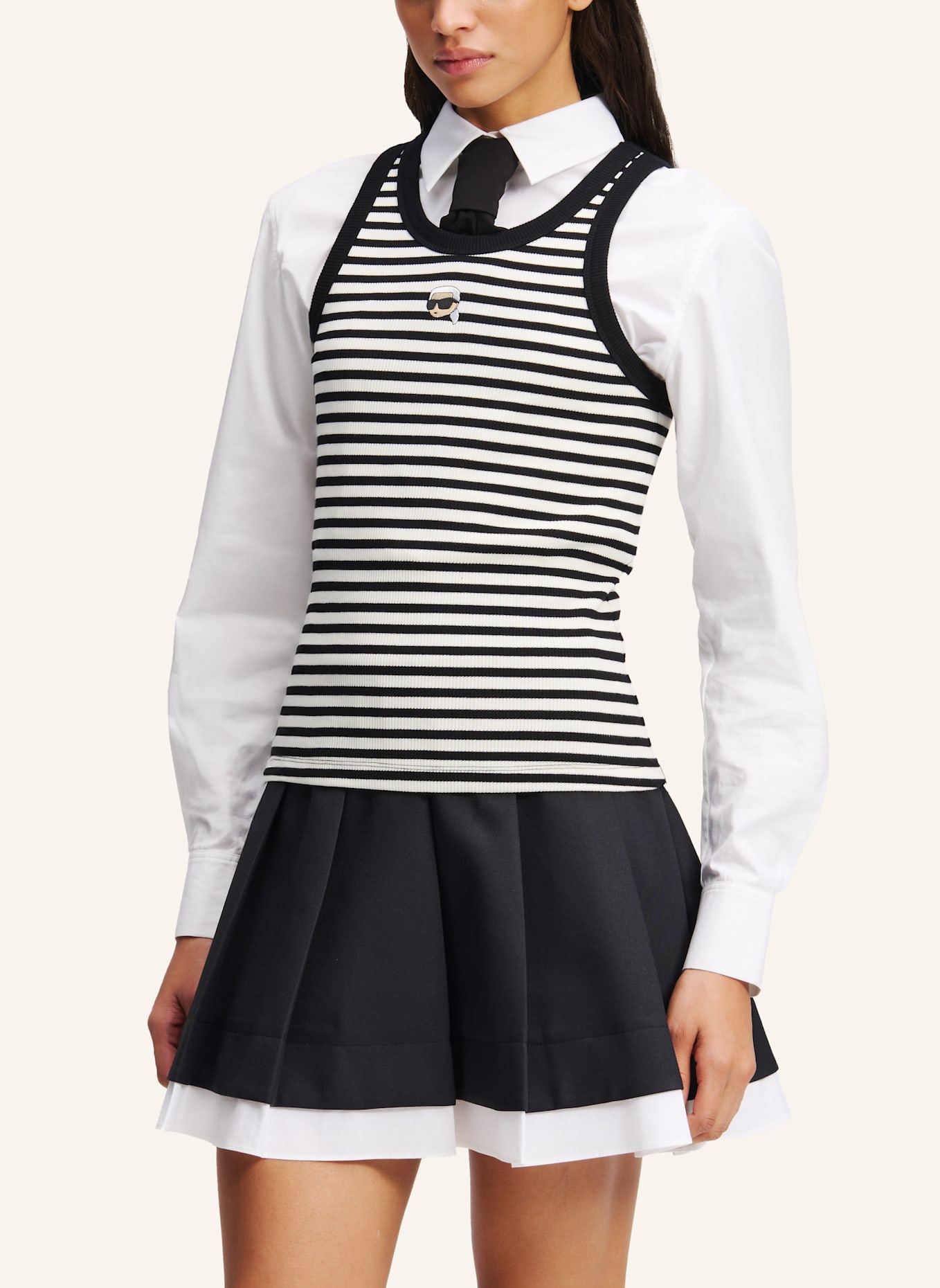 KARL LAGERFELD Unterhemd: BEIGE/ SCHWARZ