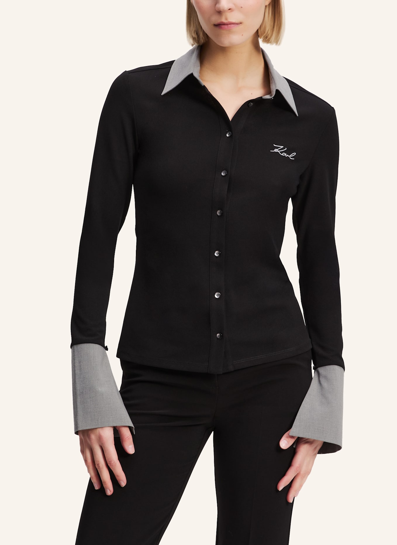 KARL LAGERFELD Top: SCHWARZ