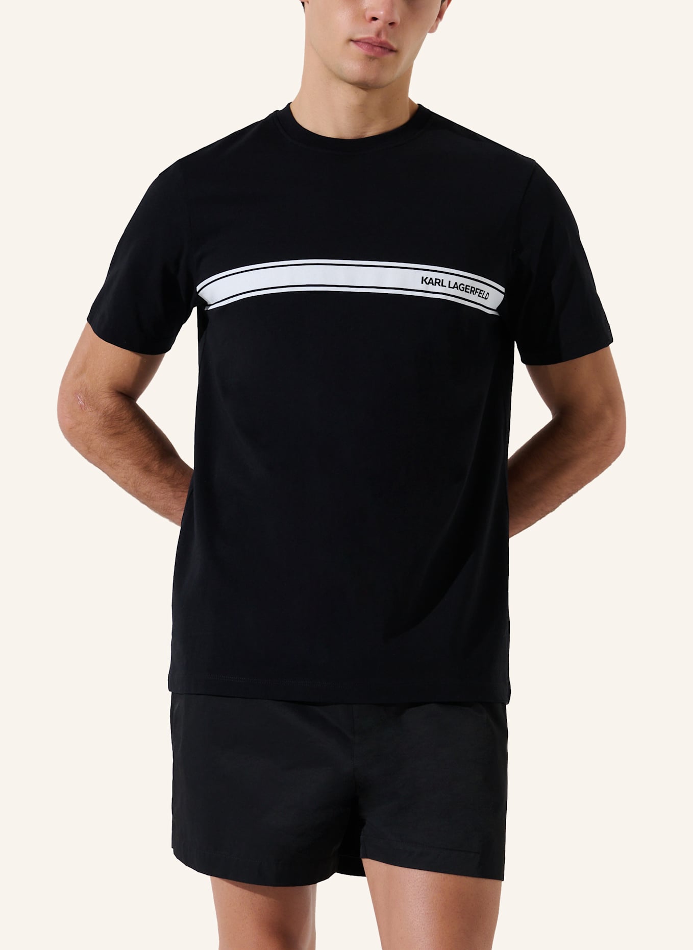 KARL LAGERFELD Strandbekleidung Top: SCHWARZ