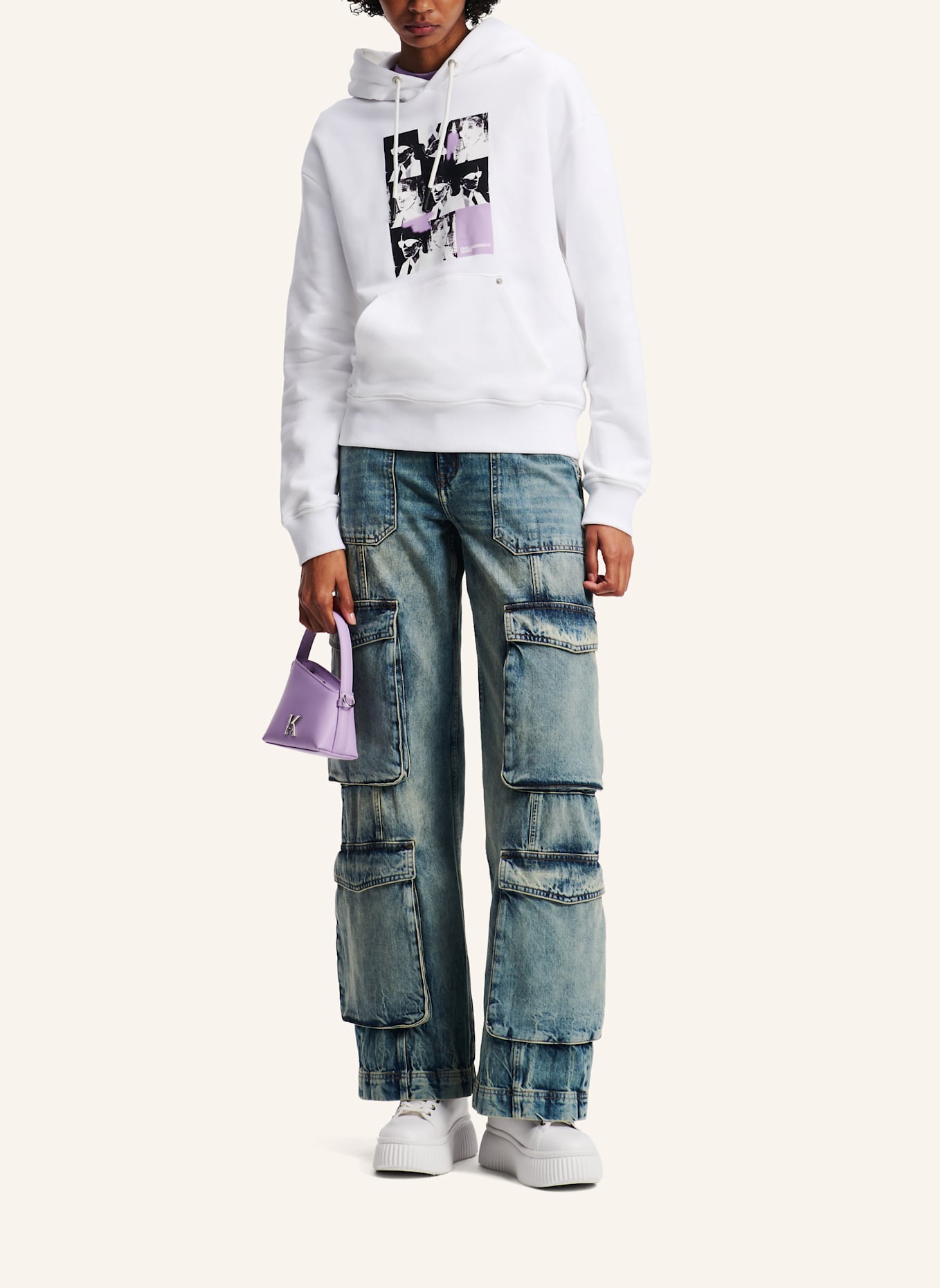 KARL LAGERFELD JEANS Hoodie: WEISS