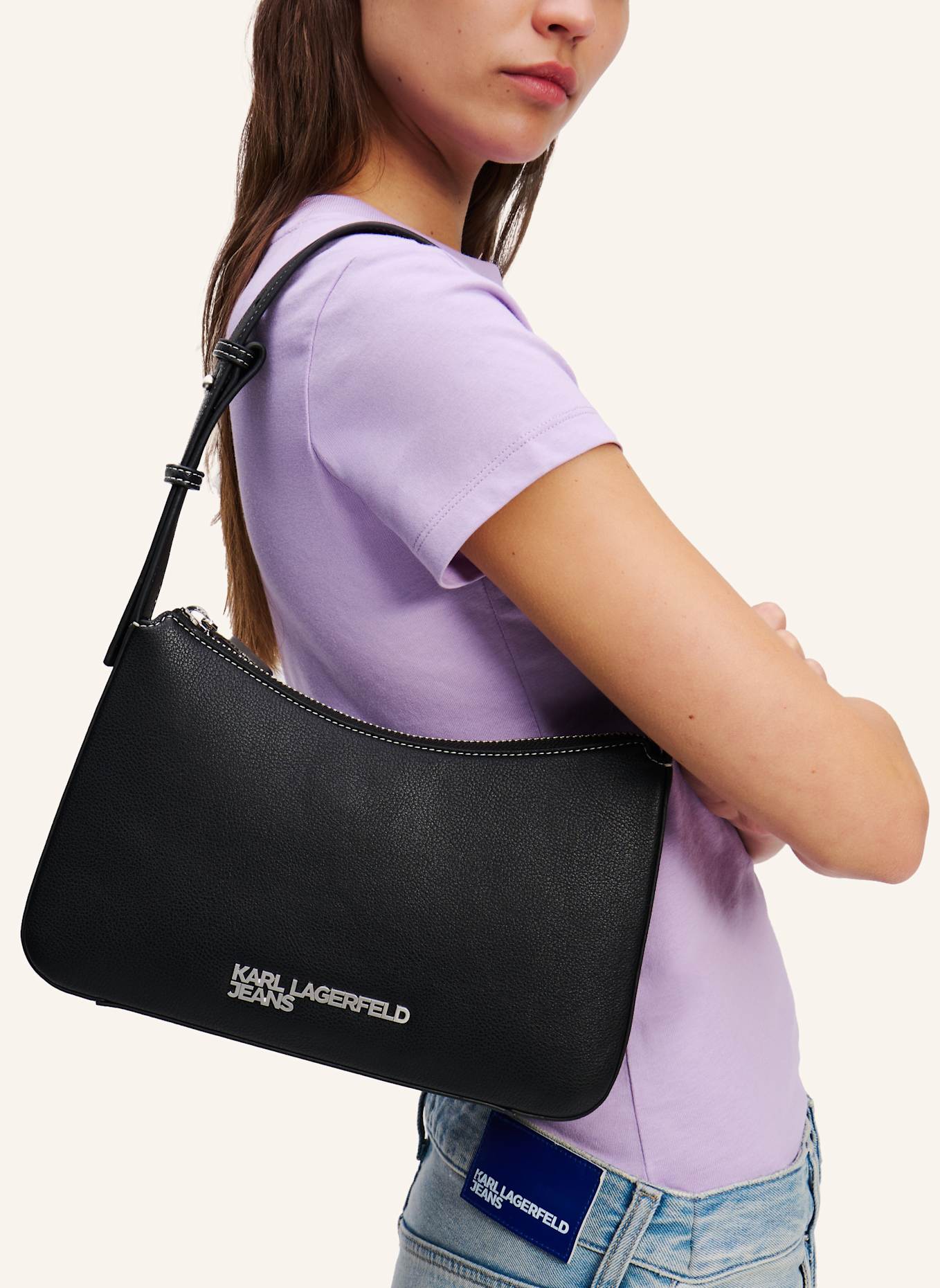 KARL LAGERFELD JEANS Schultertasche: SCHWARZ