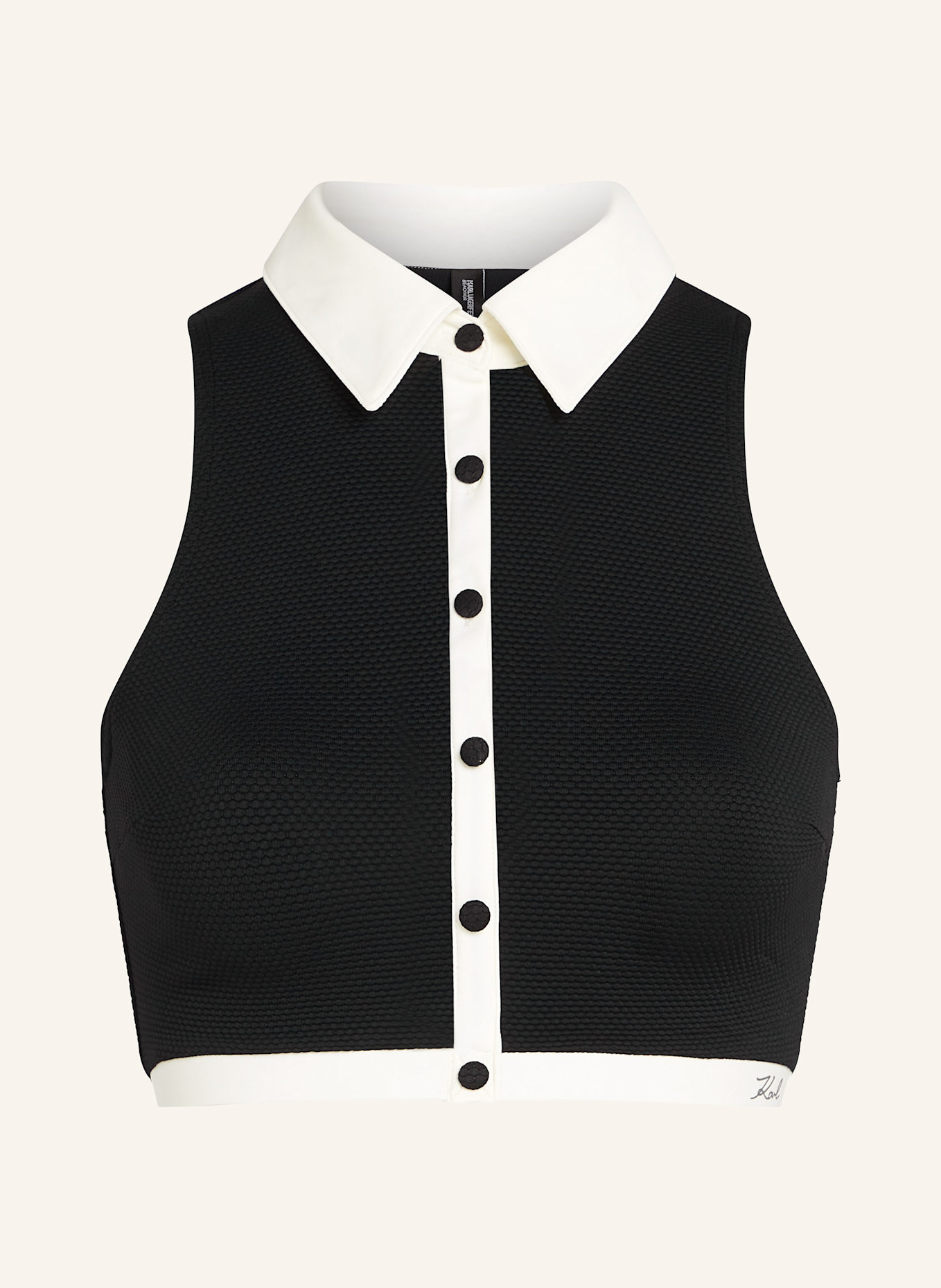 KARL LAGERFELD Bikini-Top: WEISS/ SCHWARZ