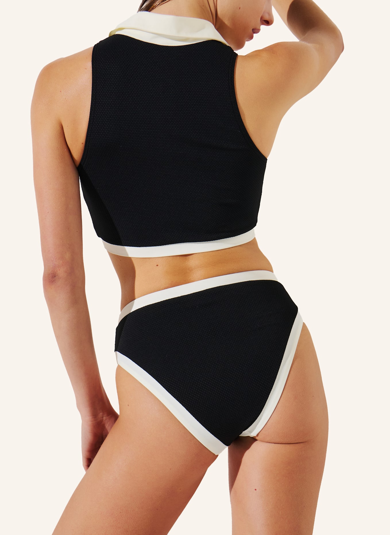 KARL LAGERFELD Bikini-Hose: WEISS/ SCHWARZ