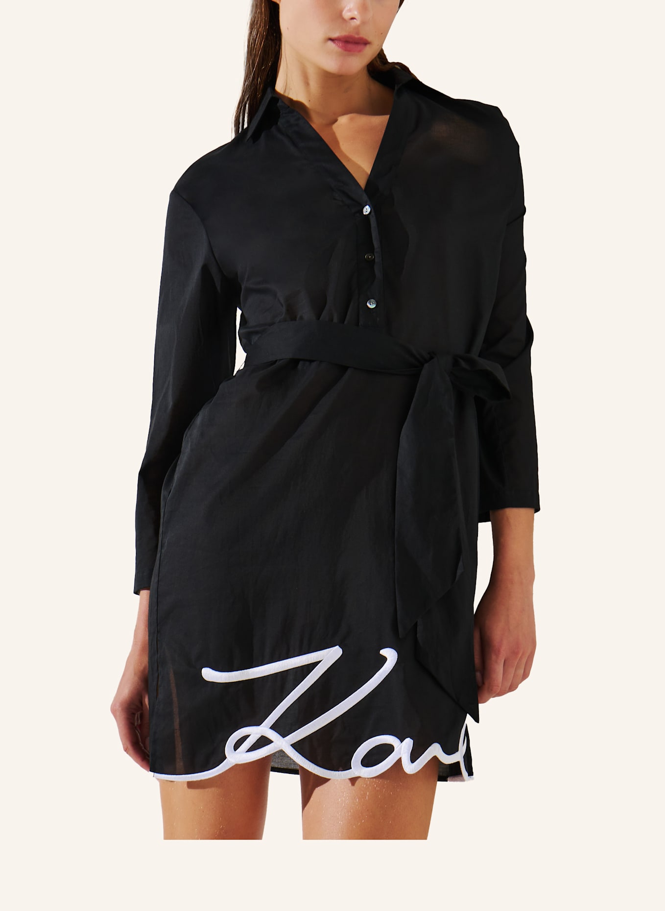 KARL LAGERFELD Strandkleid: SCHWARZ