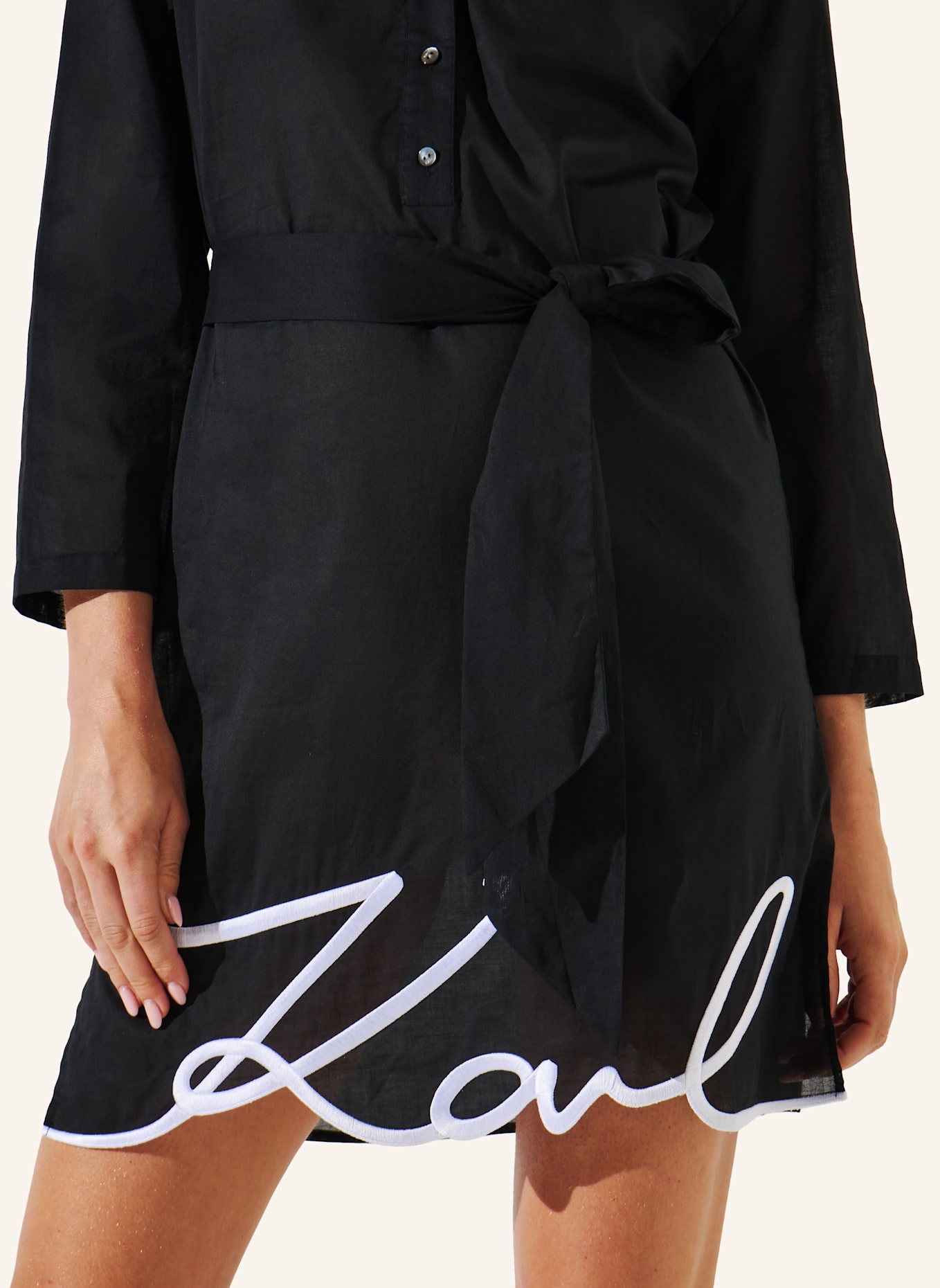 KARL LAGERFELD Strandkleid: SCHWARZ