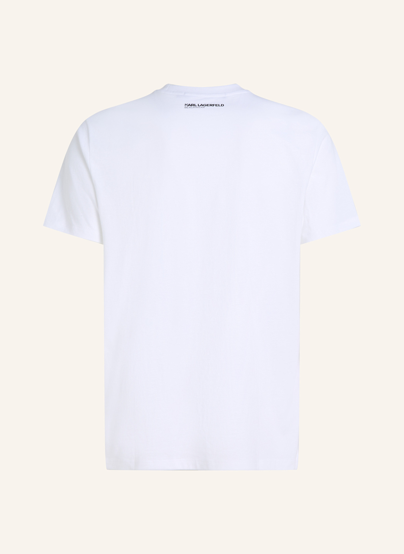 KARL LAGERFELD STRAND-T-SHIRT MIT KARL-LOGO IN METALLIC-OPTIK: WEISS