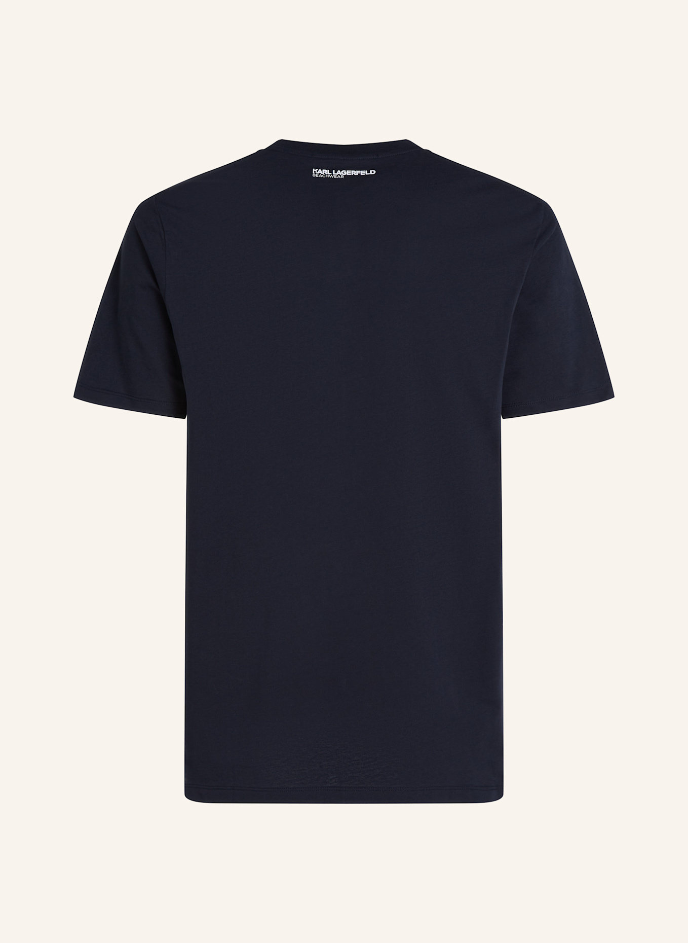 KARL LAGERFELD STRAND-T-SHIRT MIT KARL-LOGO IN METALLIC-OPTIK: SCHWARZ