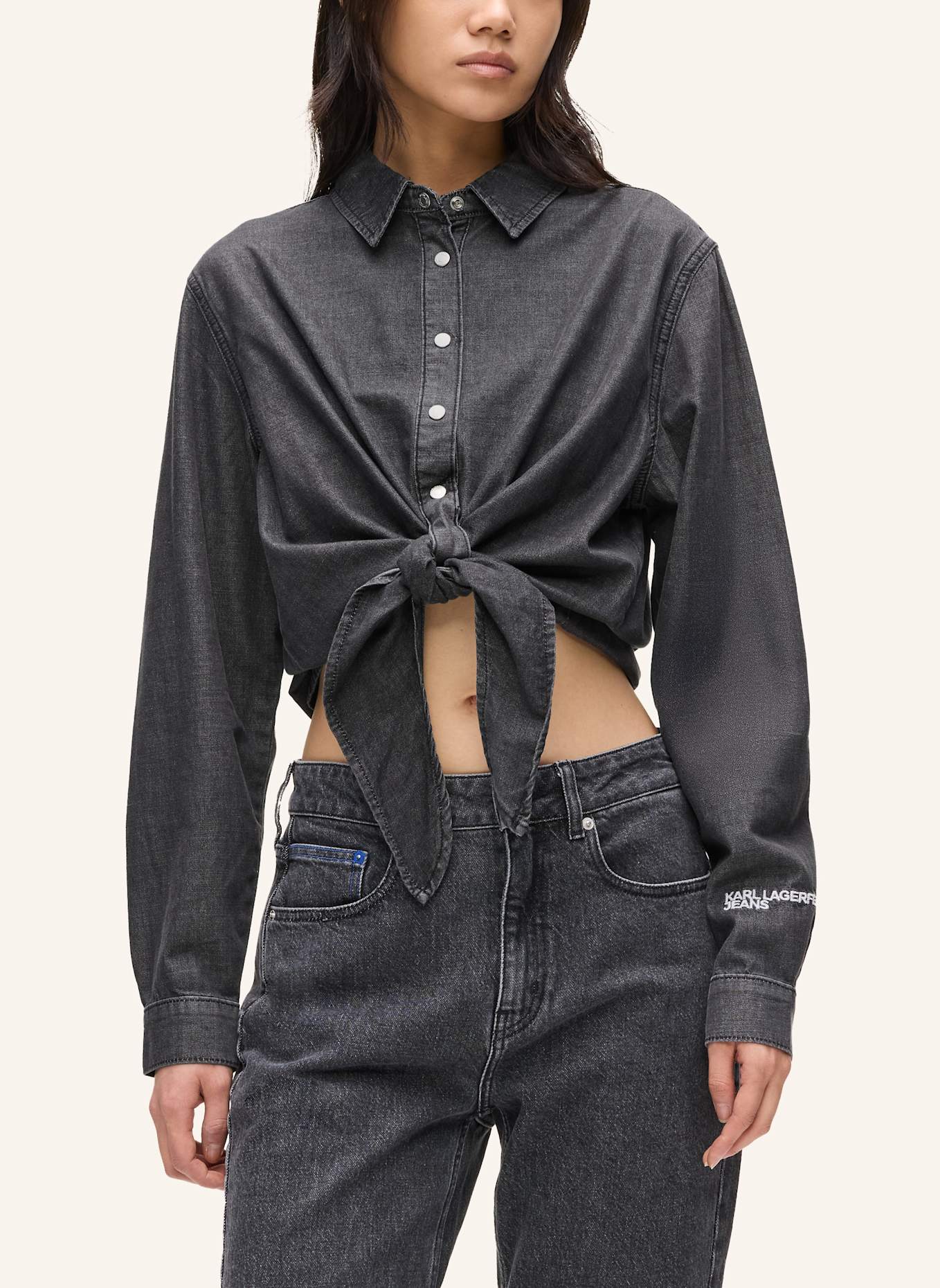 KARL LAGERFELD JEANS Bluse: SCHWARZ