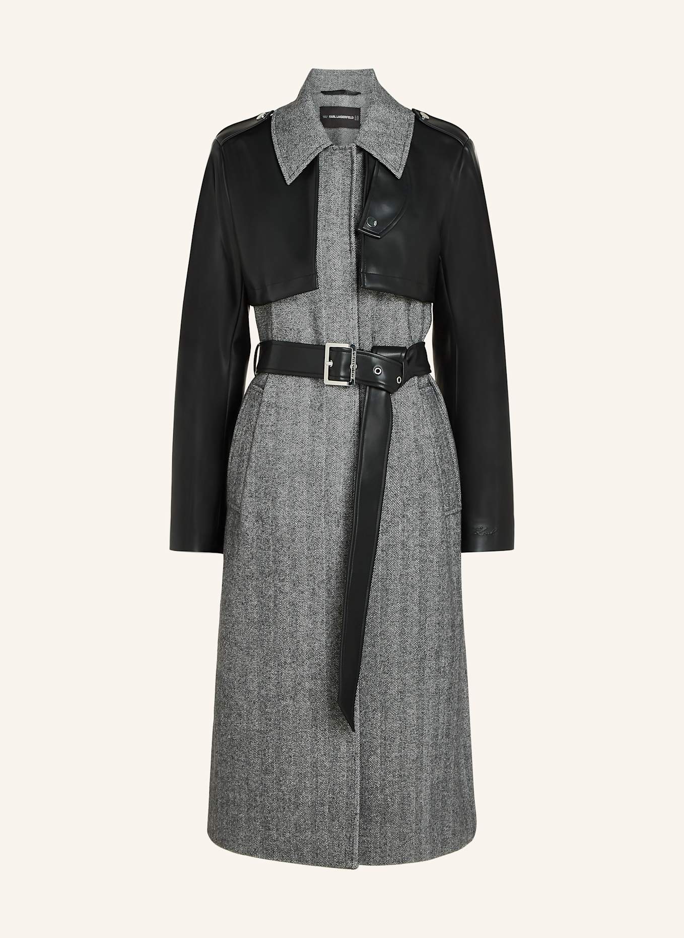 KARL LAGERFELD Mantel: GRAU/ SCHWARZ