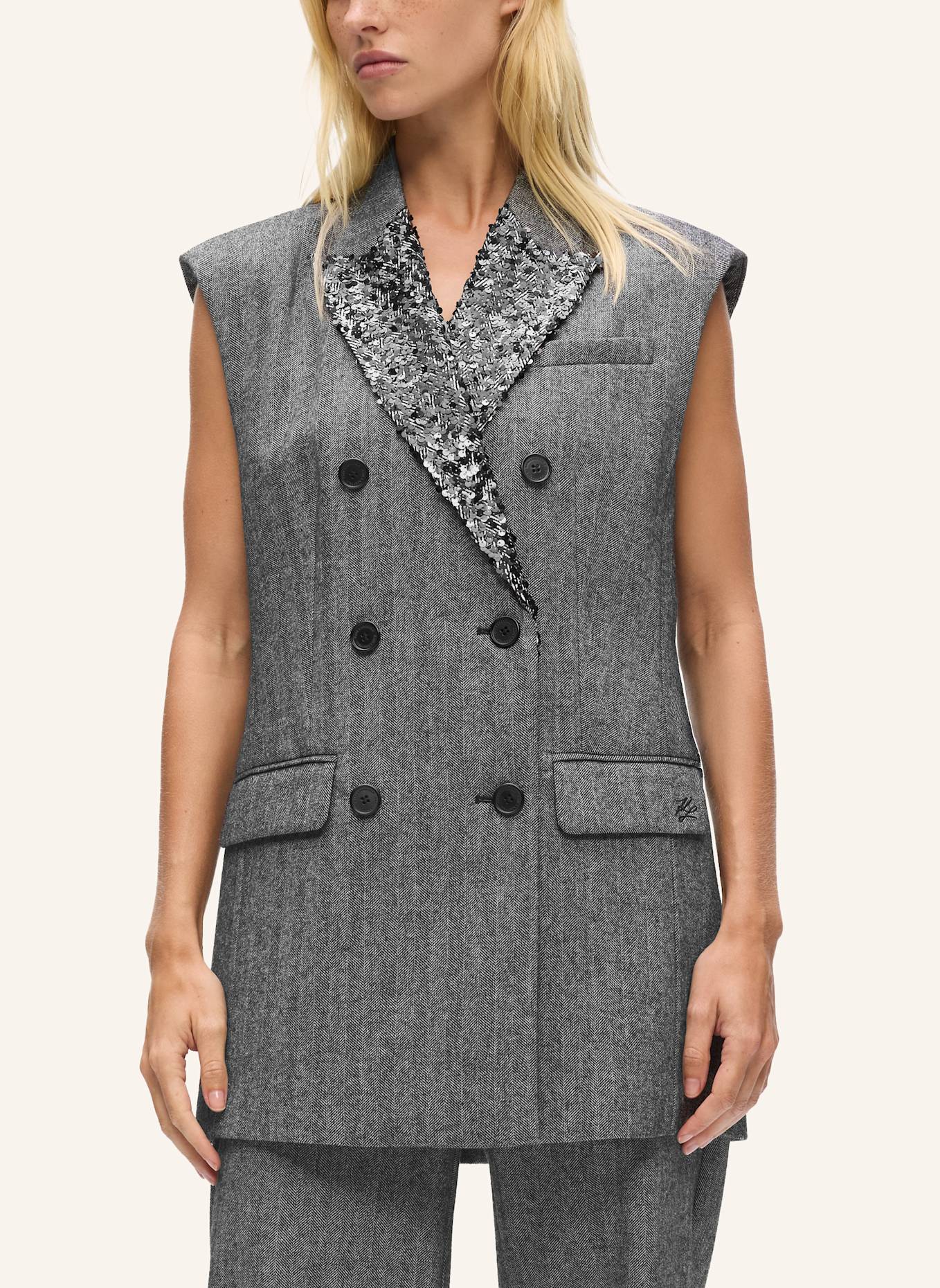 KARL LAGERFELD Weste: GRAU/ SCHWARZ