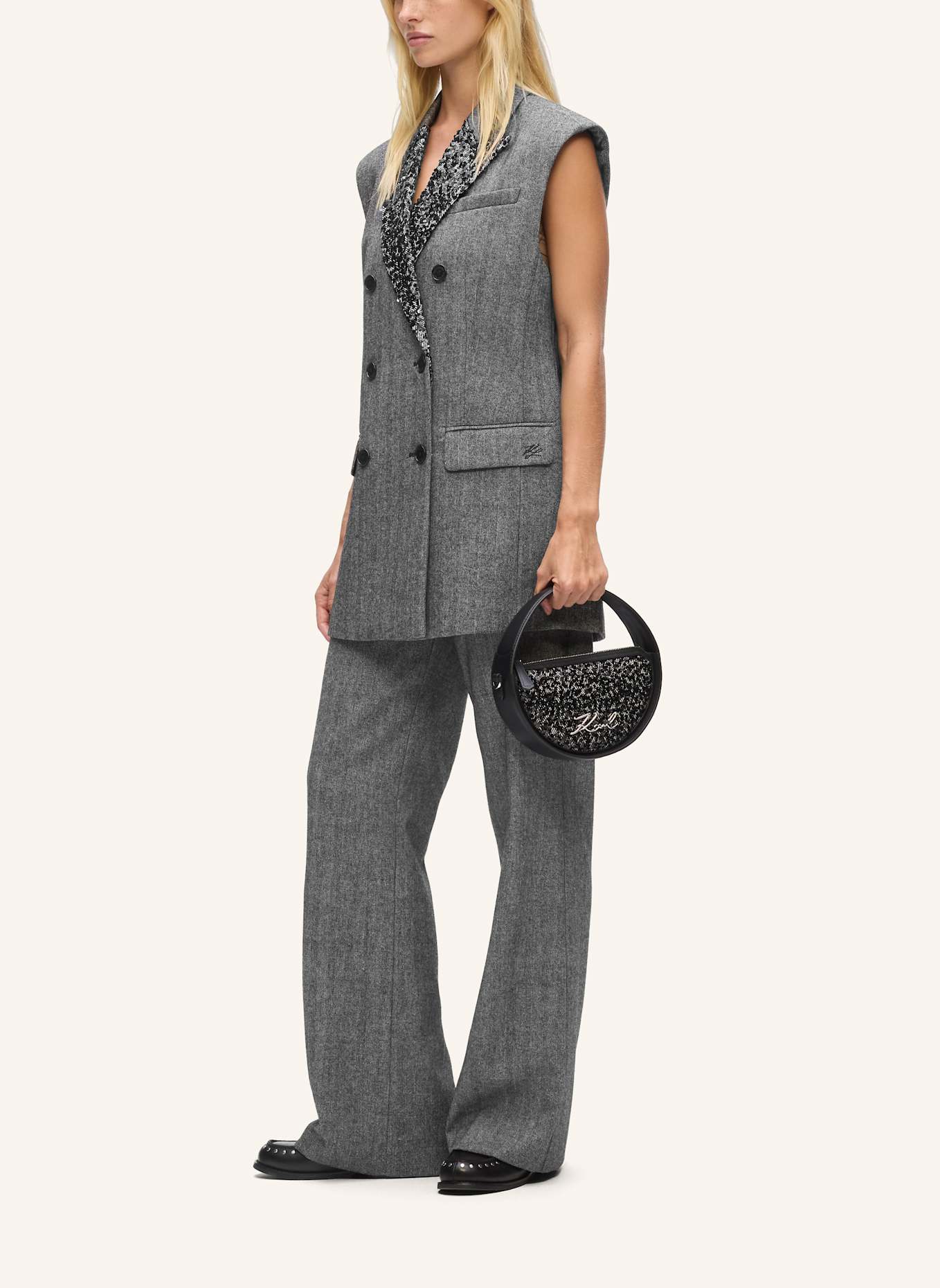 KARL LAGERFELD Weste: GRAU/ SCHWARZ