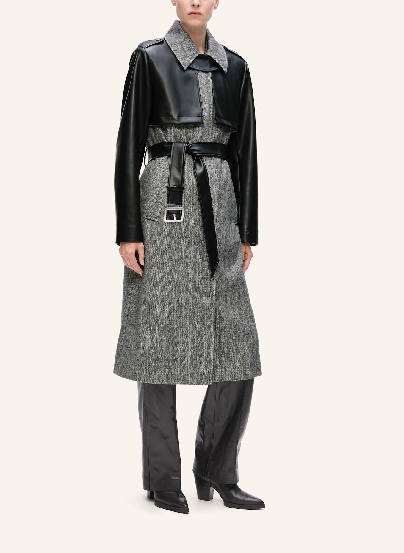 KARL LAGERFELD Mantel: GRAU/ SCHWARZ