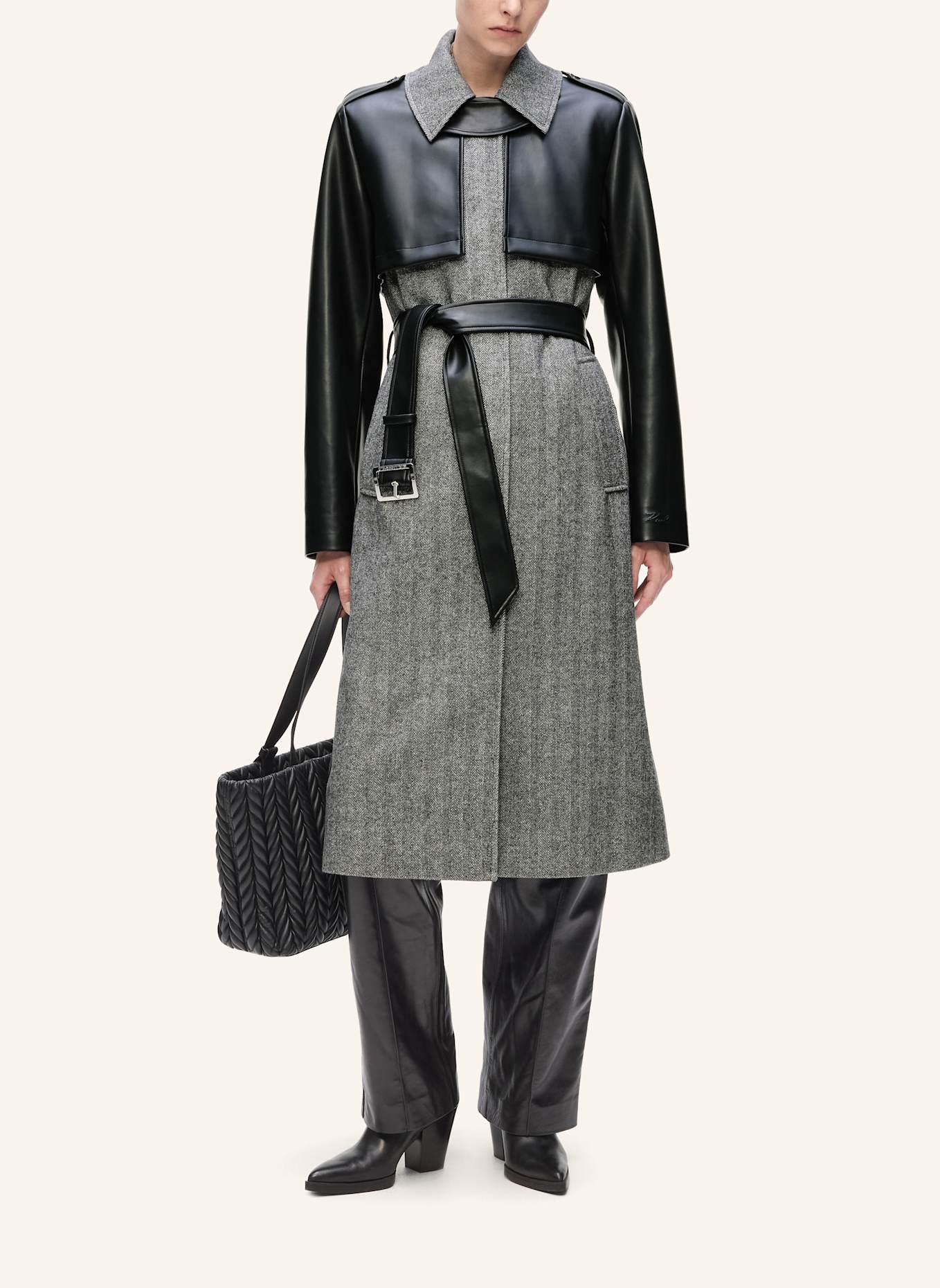 KARL LAGERFELD Mantel: GRAU/ SCHWARZ