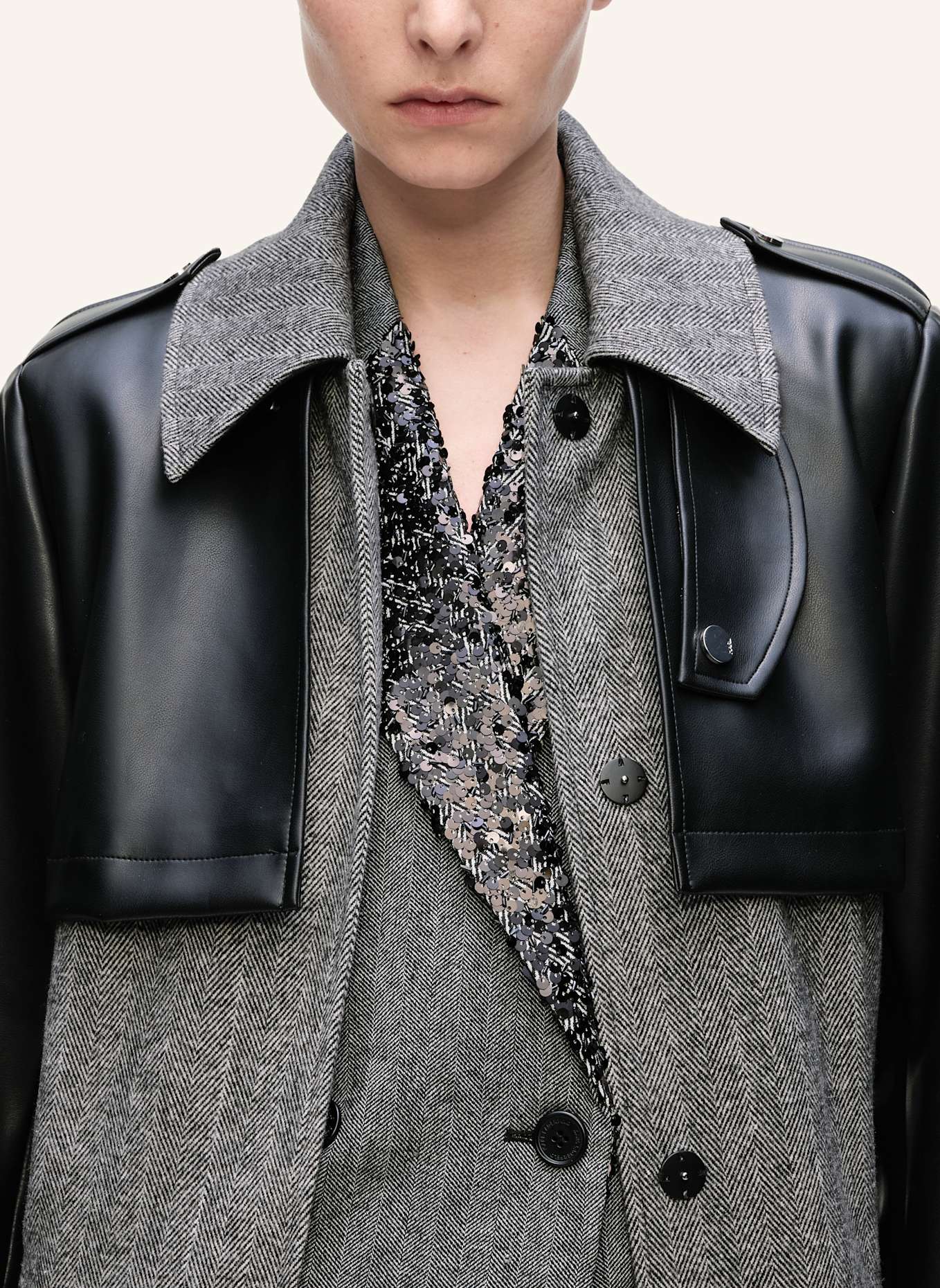 KARL LAGERFELD Mantel: GRAU/ SCHWARZ