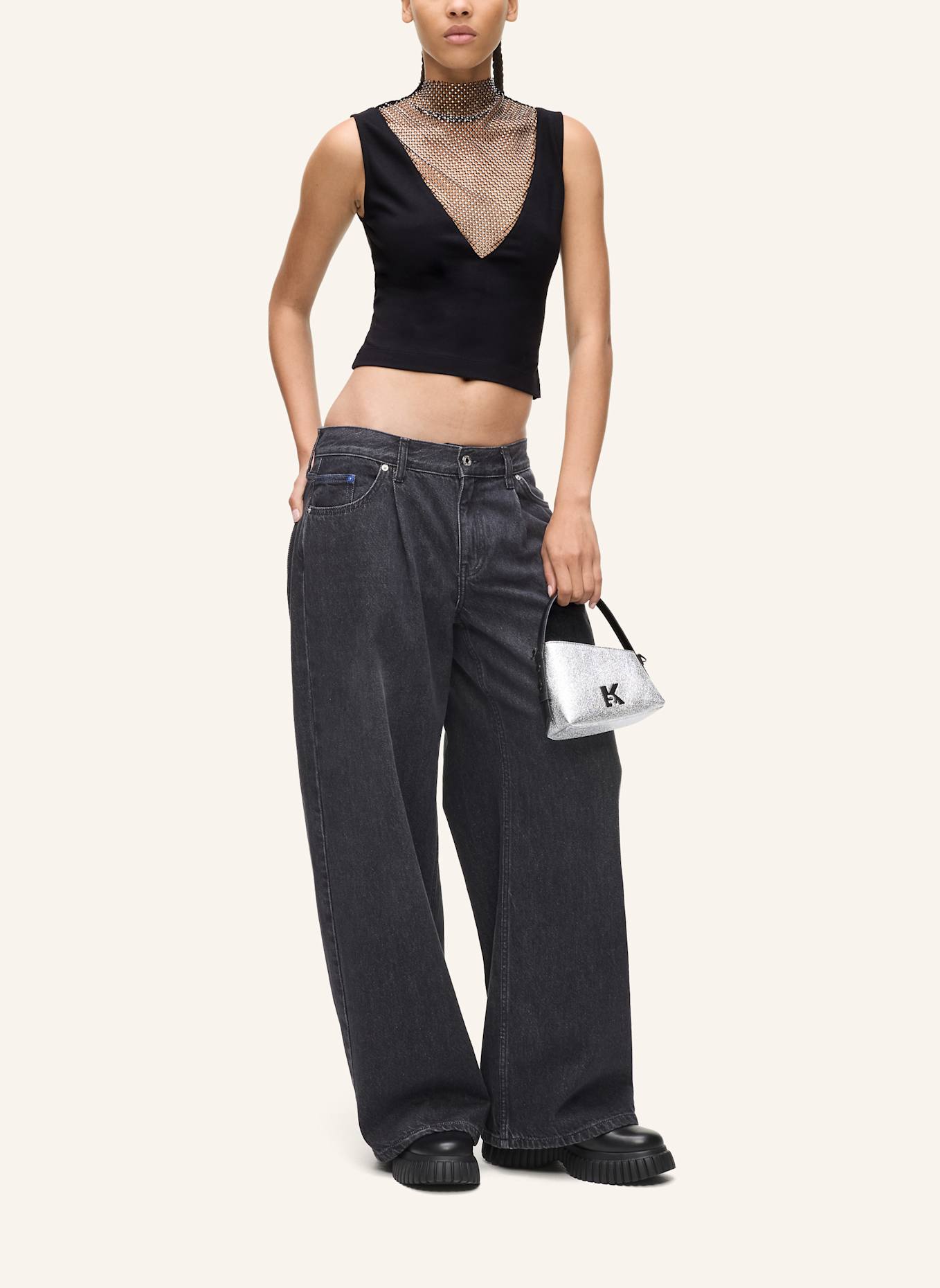 KARL LAGERFELD JEANS Top: SCHWARZ