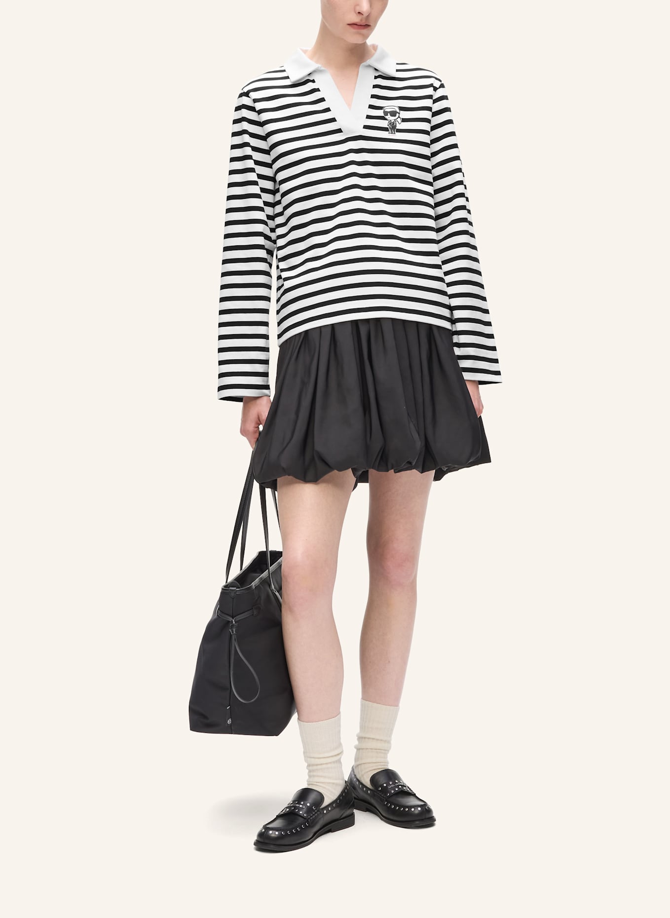 KARL LAGERFELD T-shirt: SCHWARZ/ BEIGE