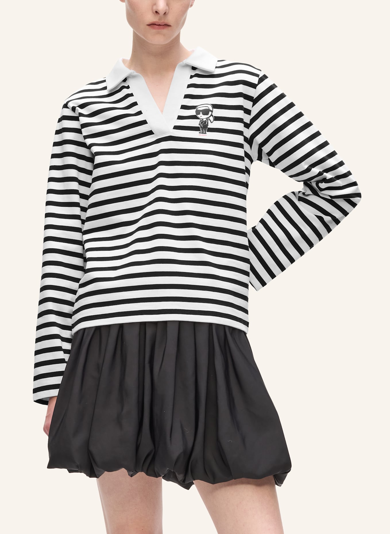 KARL LAGERFELD T-shirt: SCHWARZ/ BEIGE